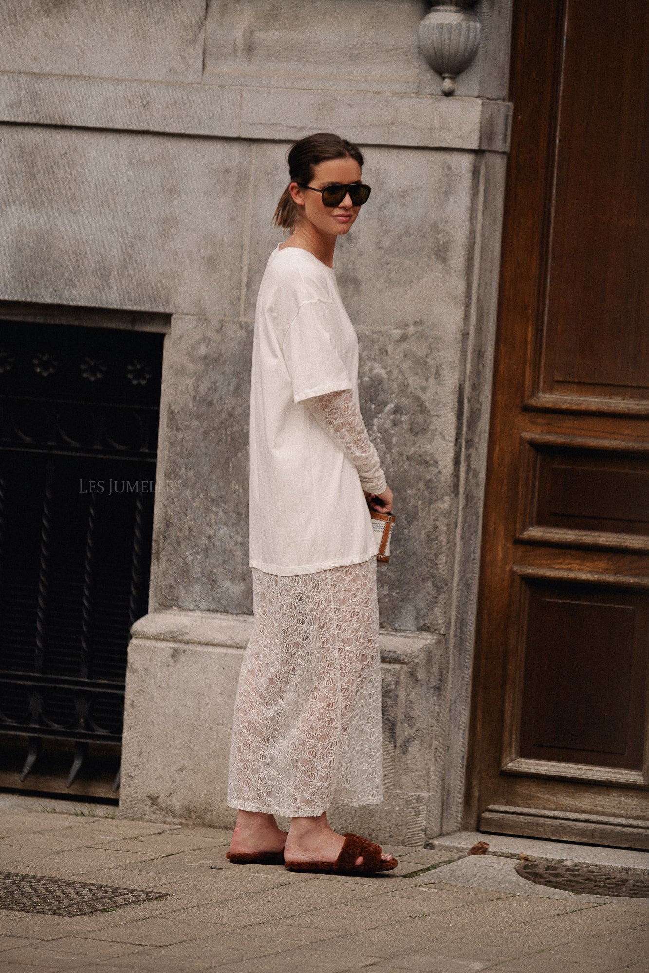 Suzy lace T-shirt dress off white