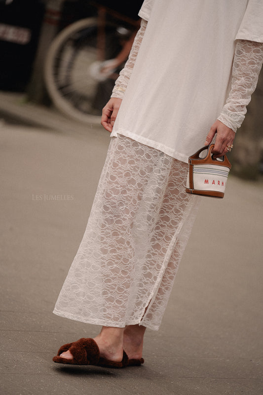 Les Jumelles Suzy lace T-shirt dress off white