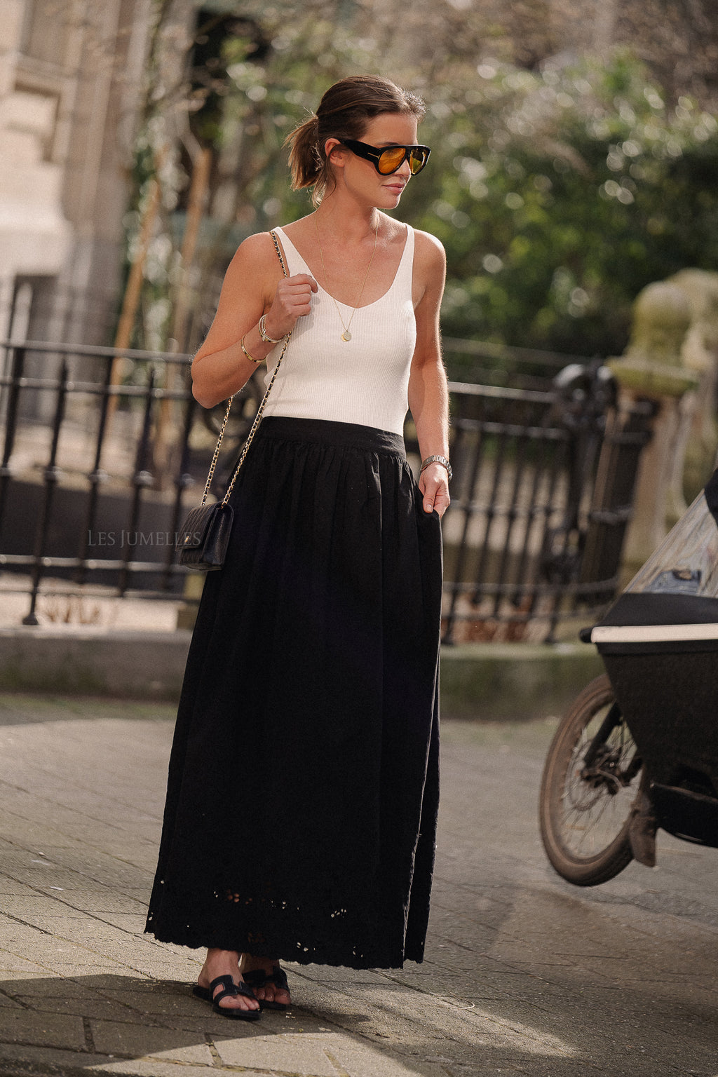 SLFDahlia HW ankle broderie skirt black