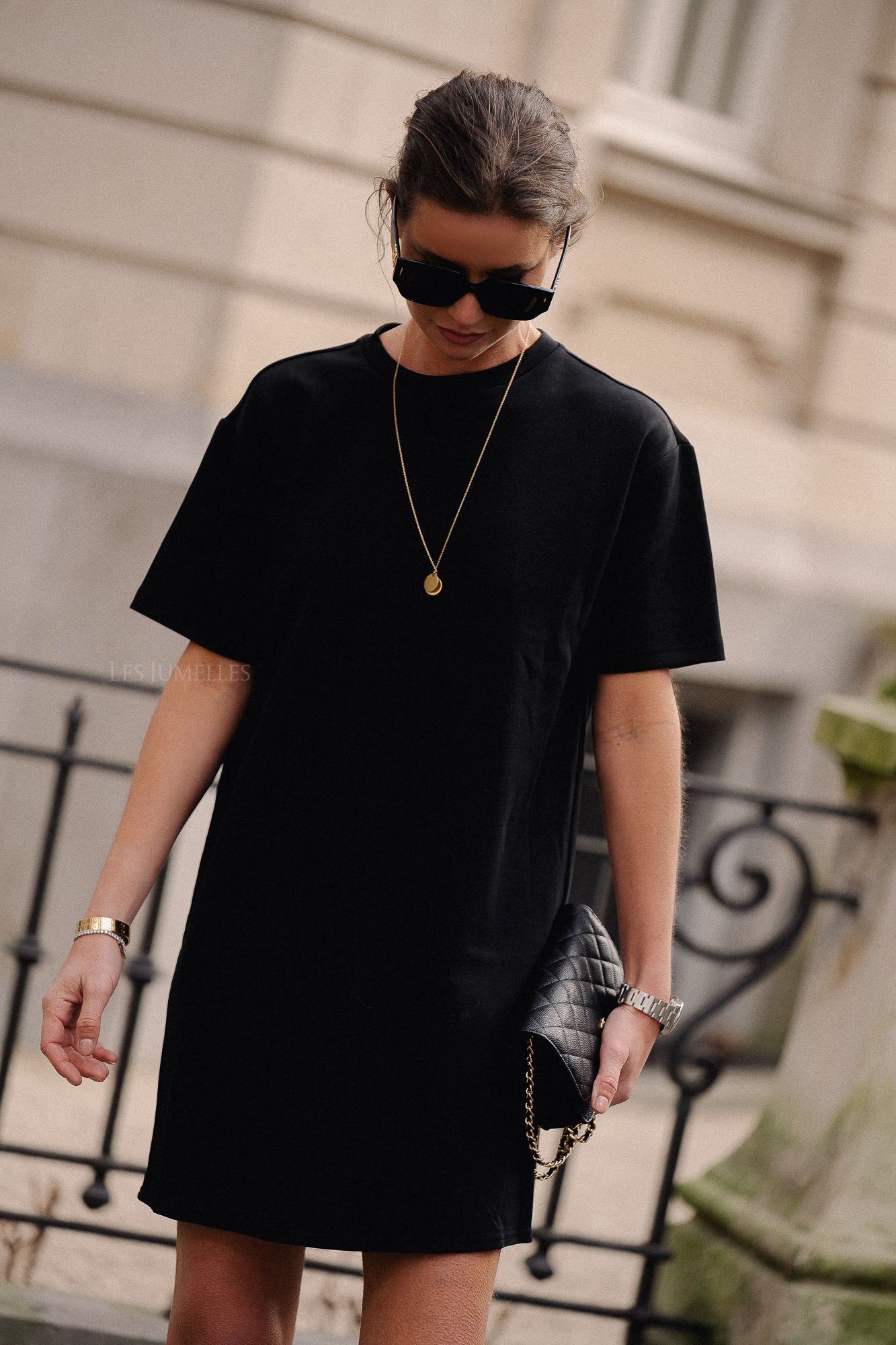 SLFTenny SS O-neck oversized dress black