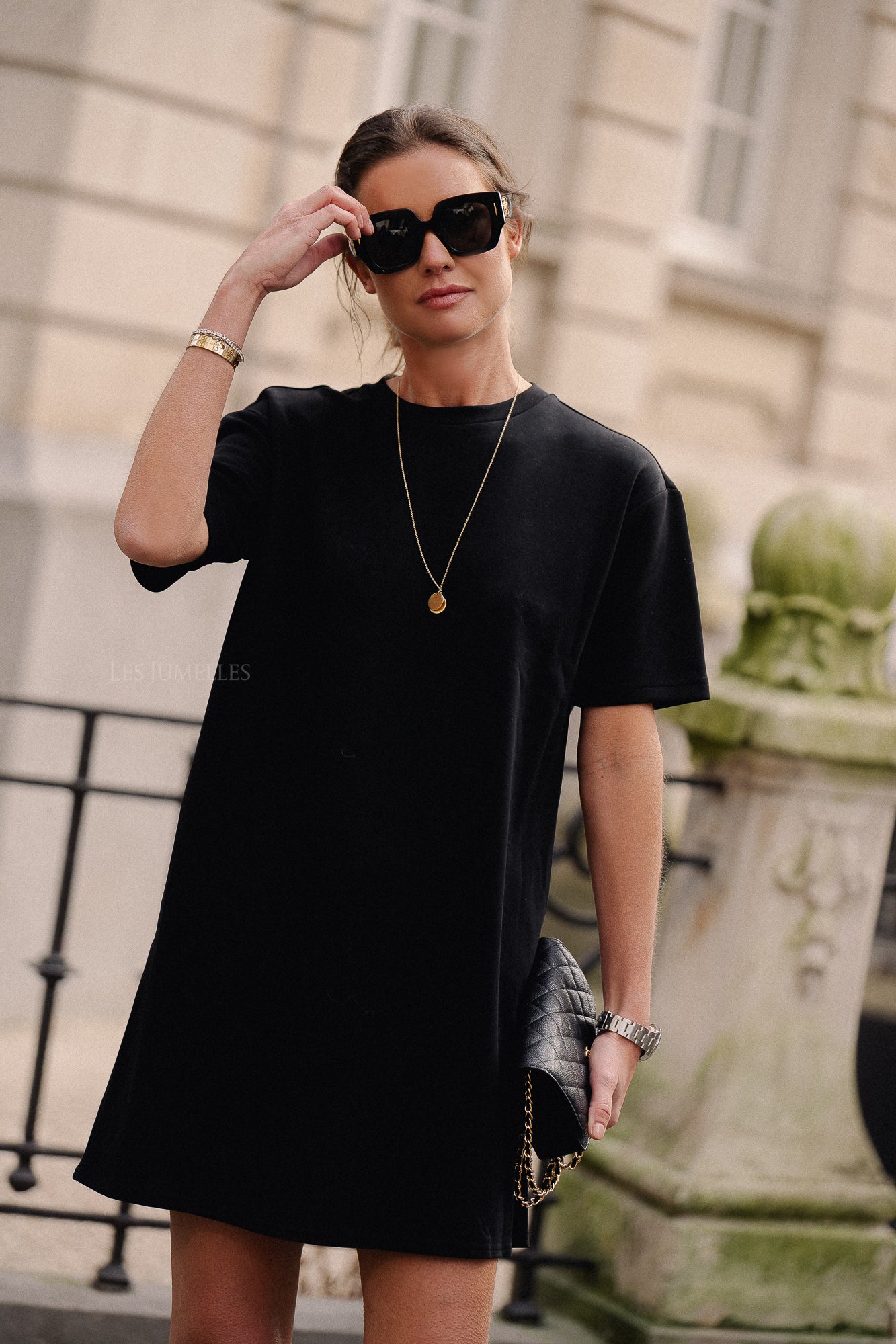 SLFTenny SS O-neck oversized dress black