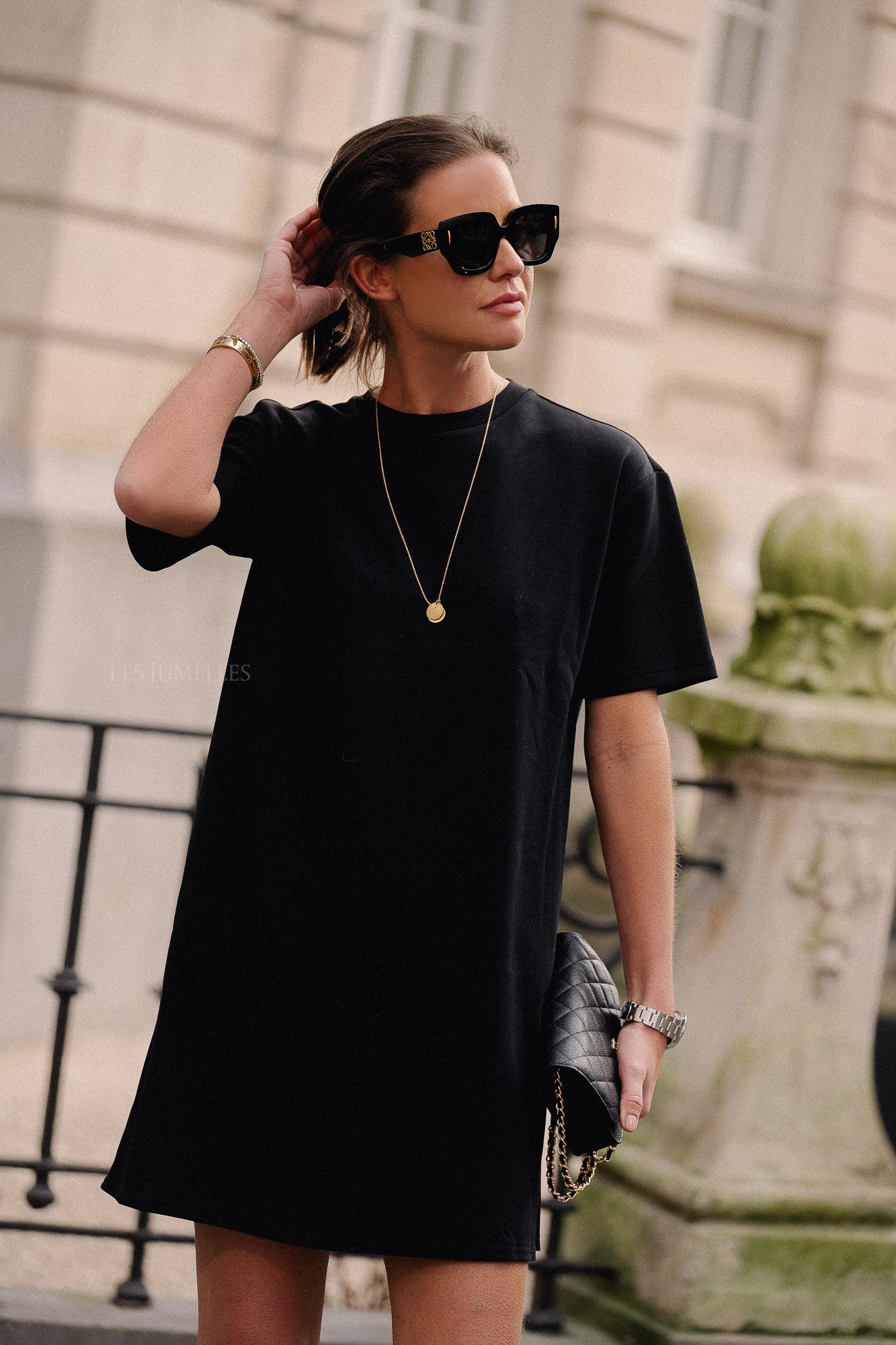 SLFTenny SS O-neck oversized dress black