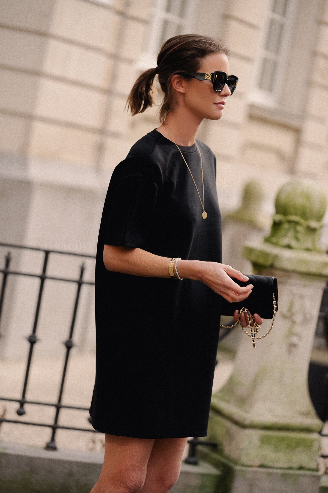 SLFTenny SS O-neck oversized dress black