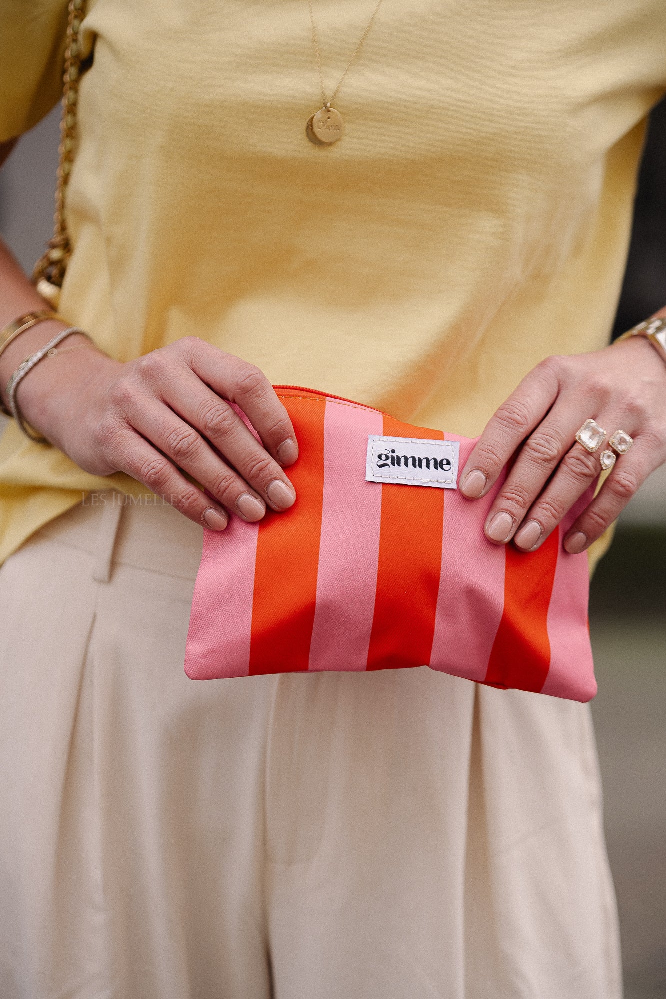 Flat make up bag orange/pink