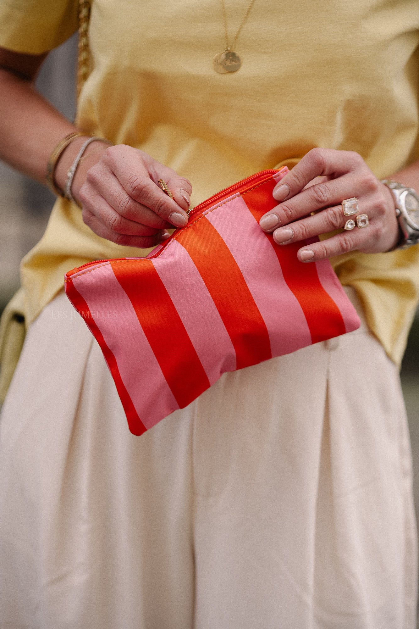 Flat make up bag orange/pink