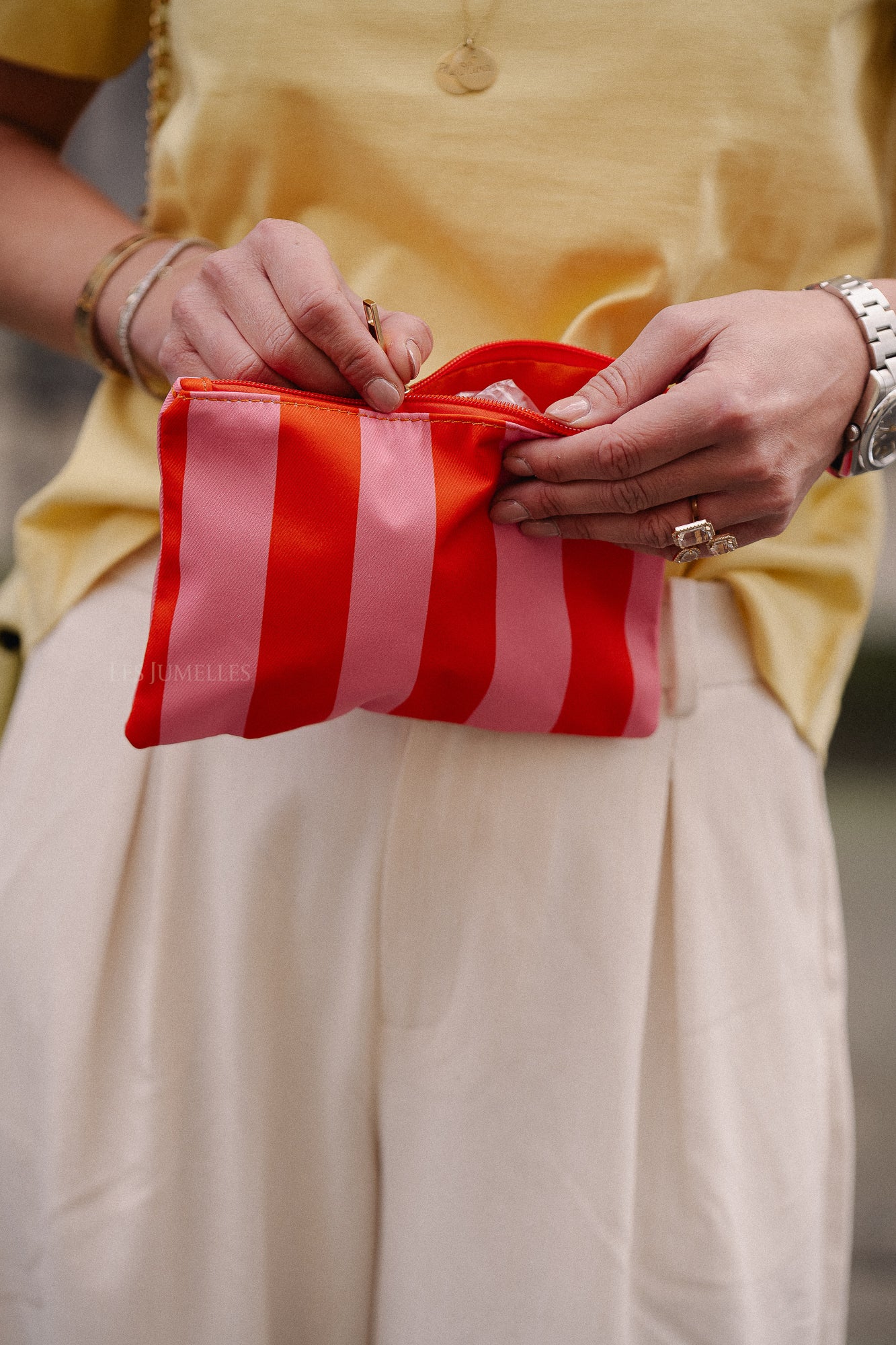 Flat make up bag orange/pink