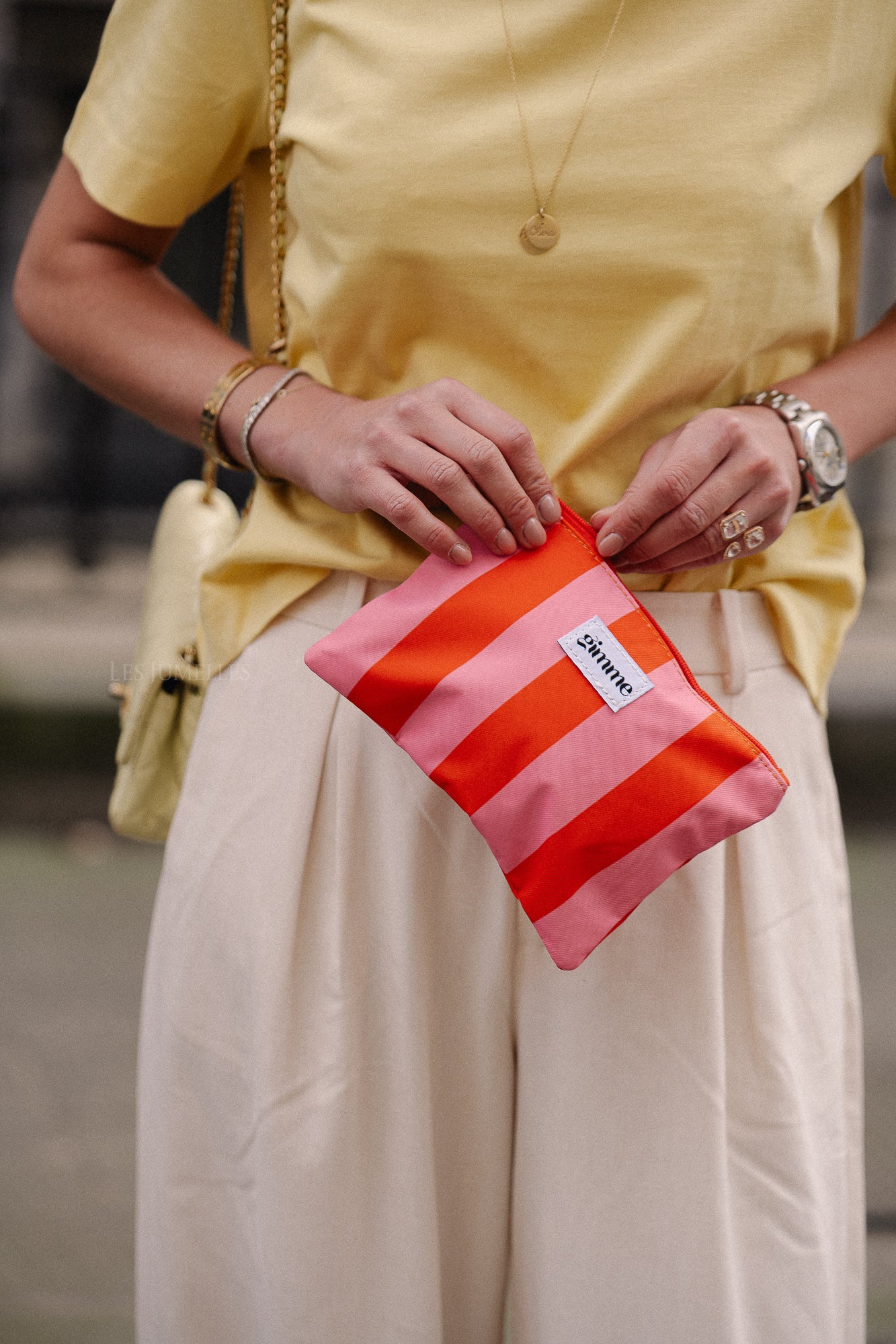 Flat make up bag orange/pink