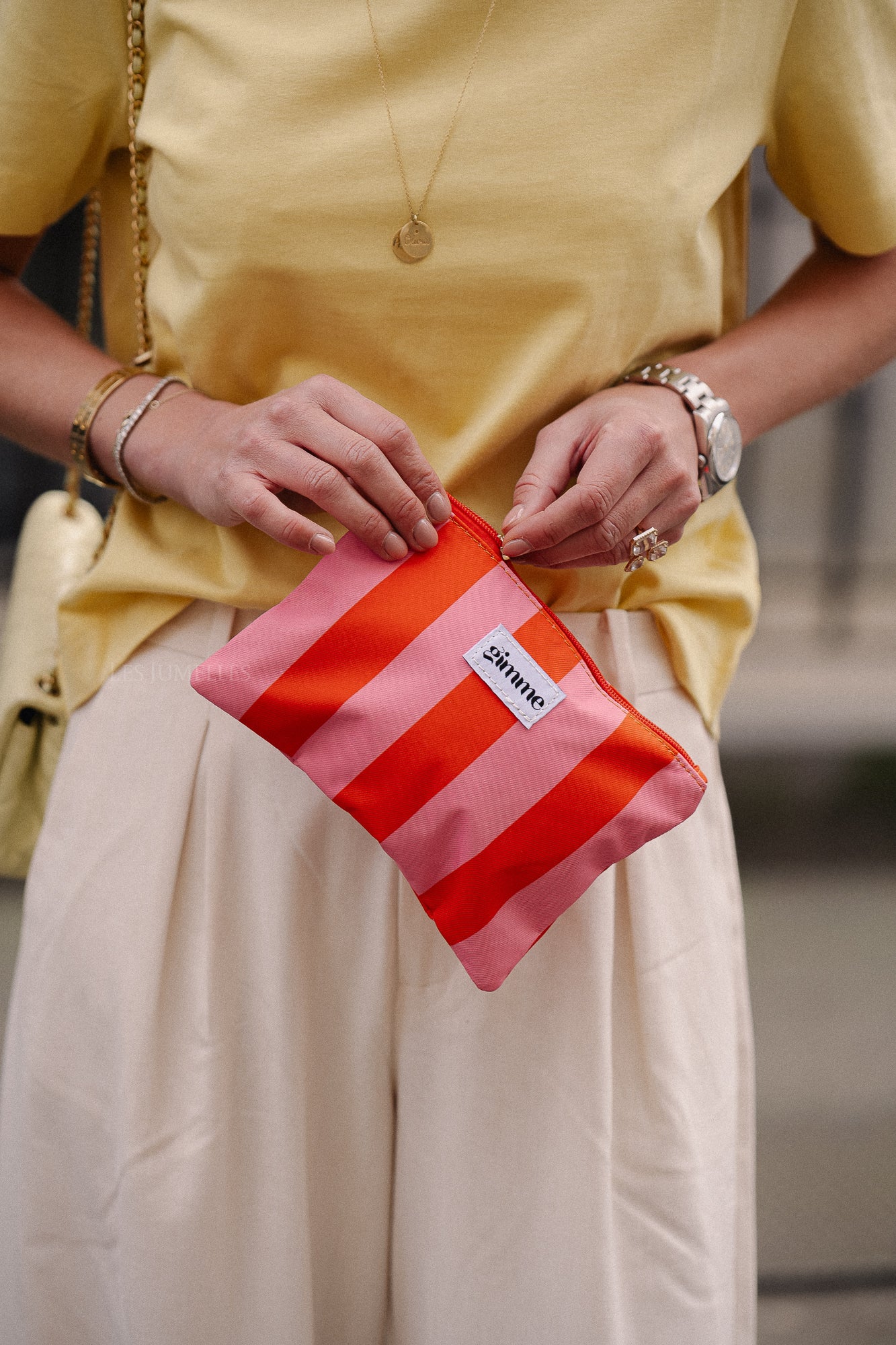 Flat make up bag orange/pink