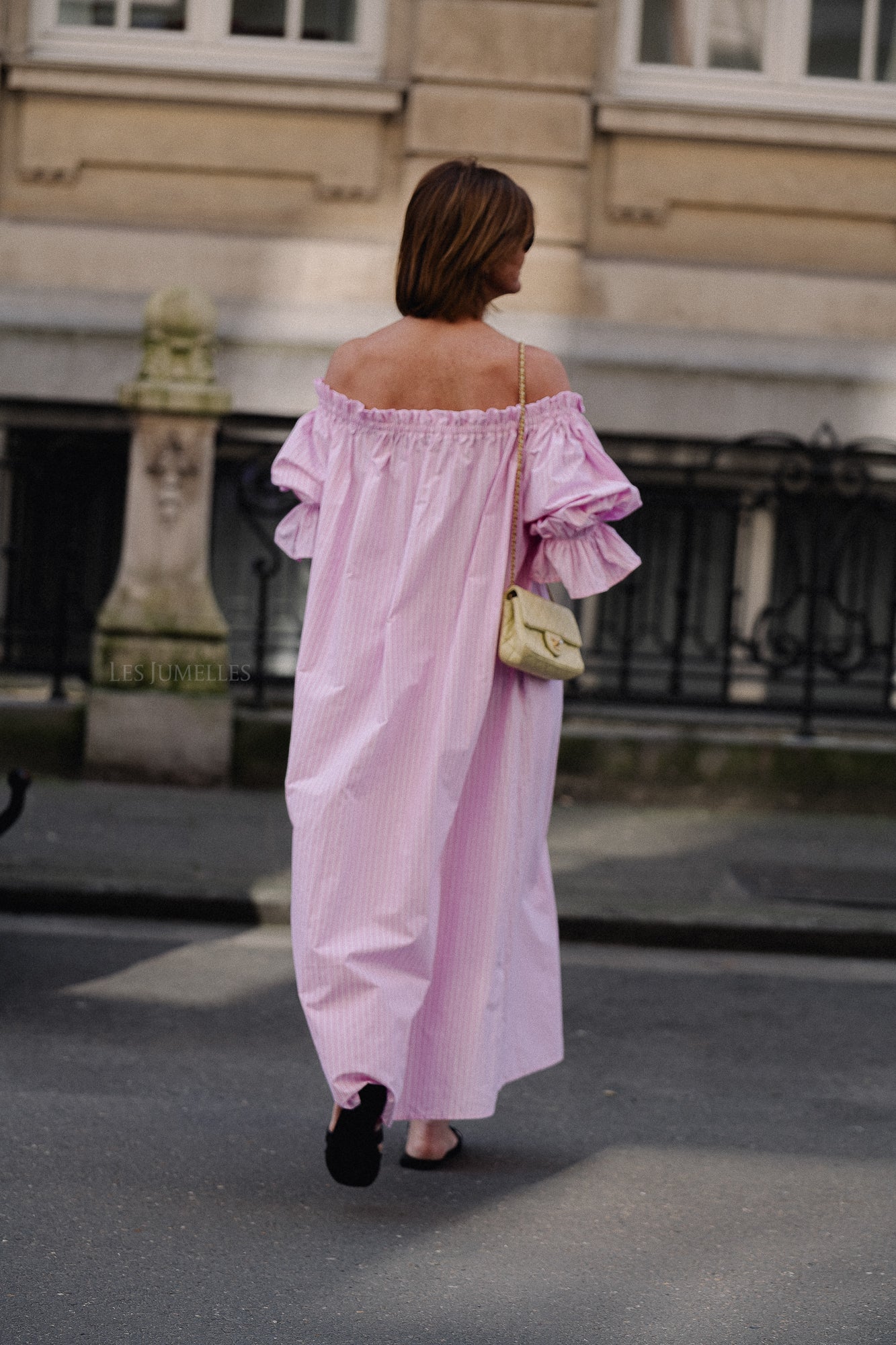 Isabeau off shoulder maxi dress pink/white