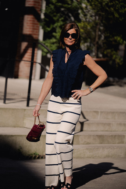 Les Jumelles Medina striped pants ecru/navy