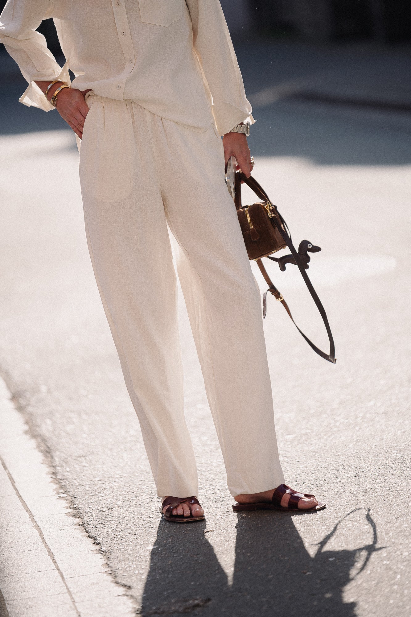 YASFlaxy HW linen pant star white