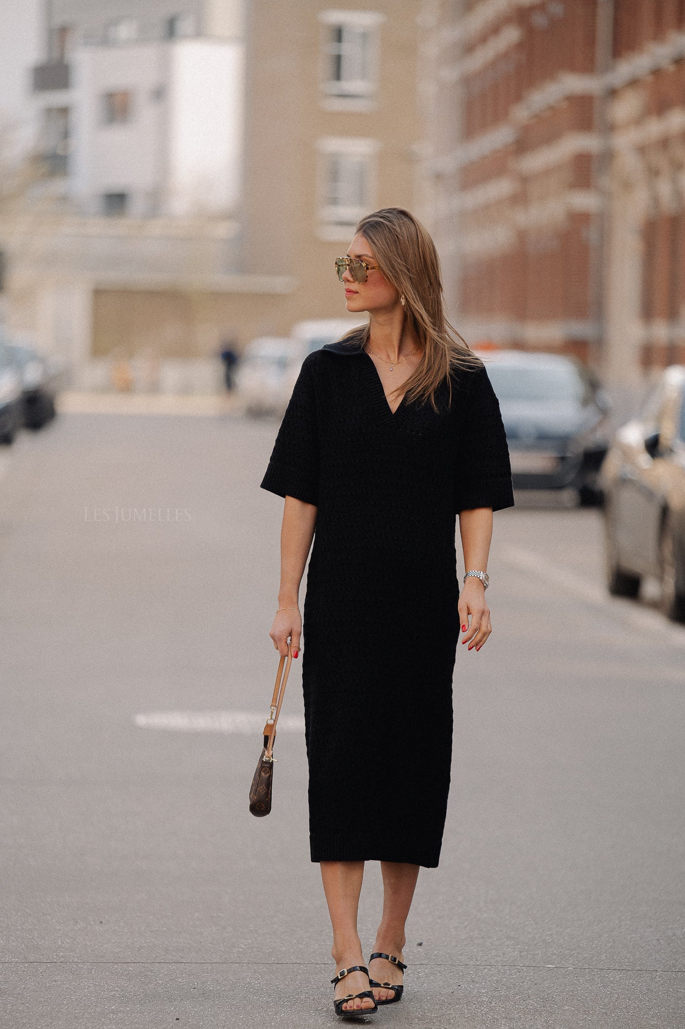 YASCibyl 2/4 long knit dress black