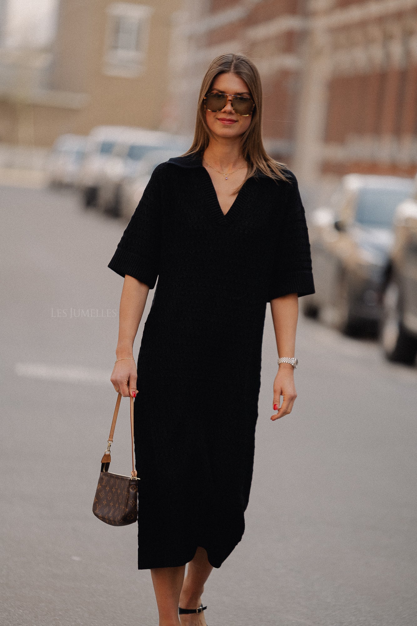 YASCibyl 2/4 long knit dress black