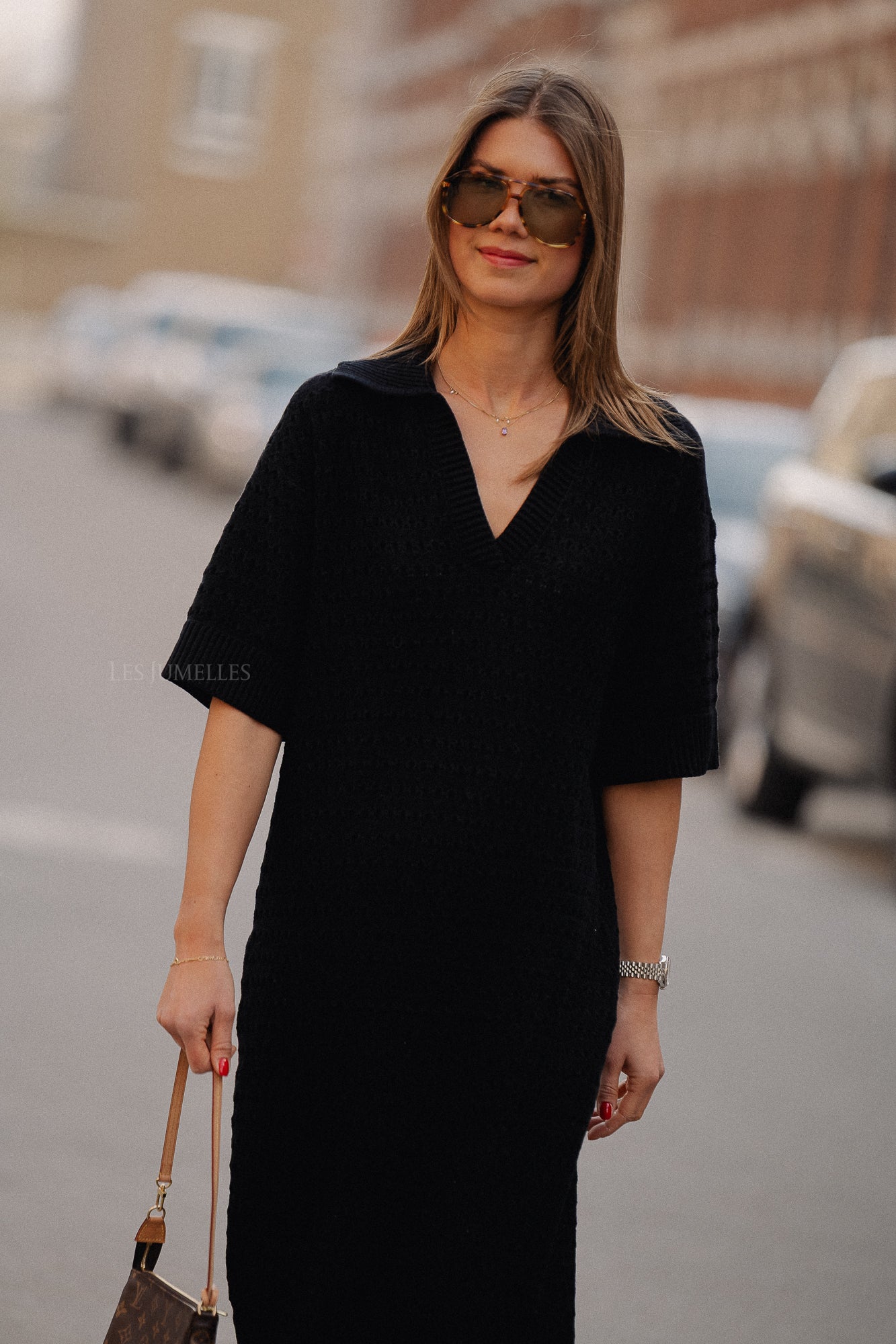 YASCibyl 2/4 long knit dress black