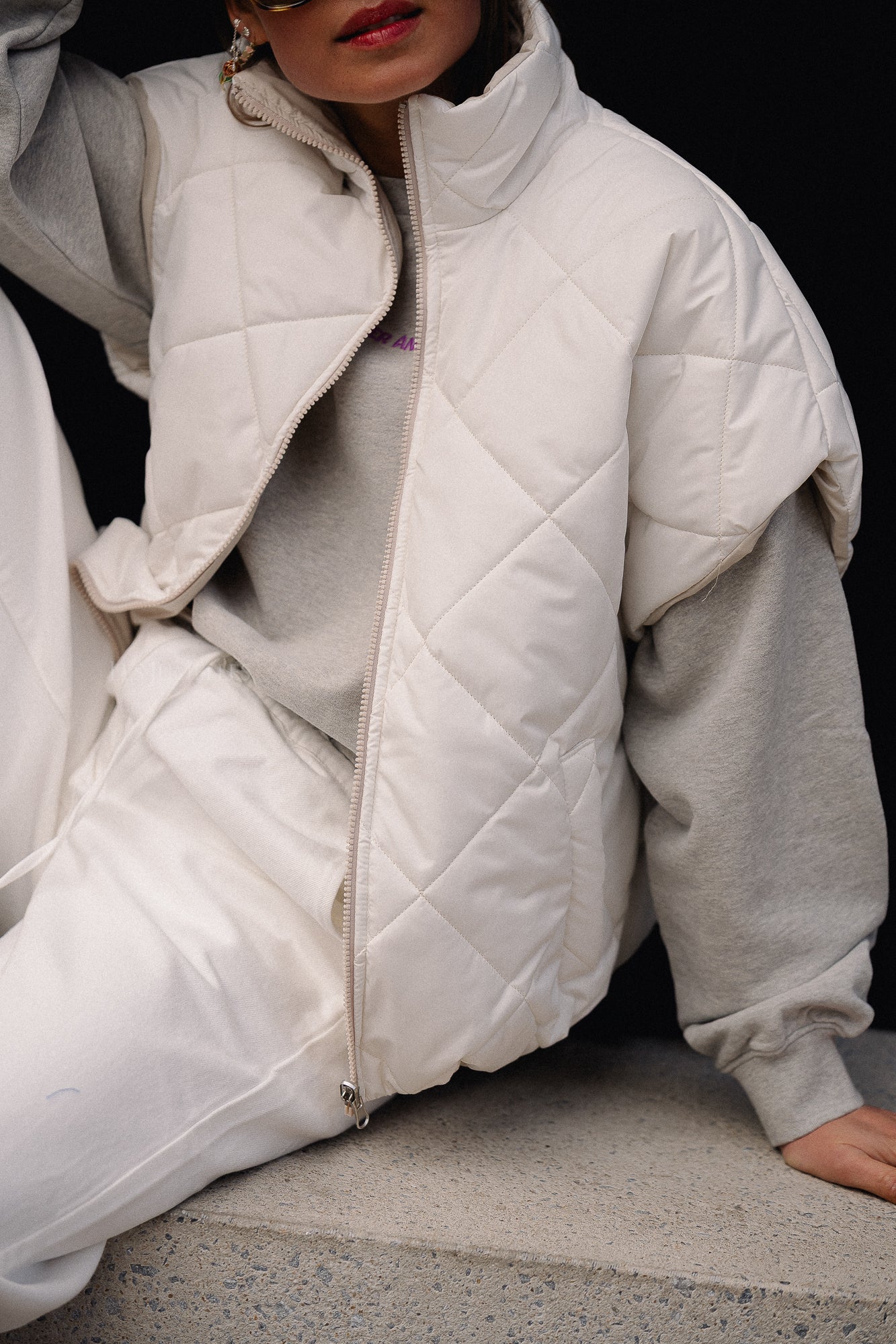 Quincy padded SS jacket ecru