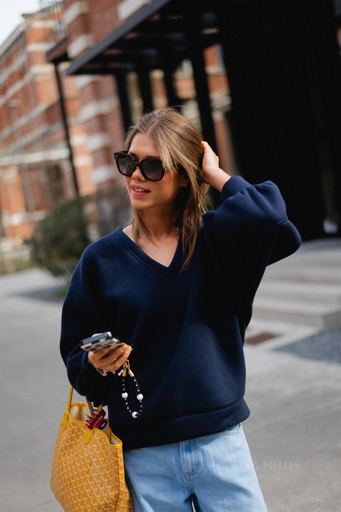 Anke V-neck sweater navy