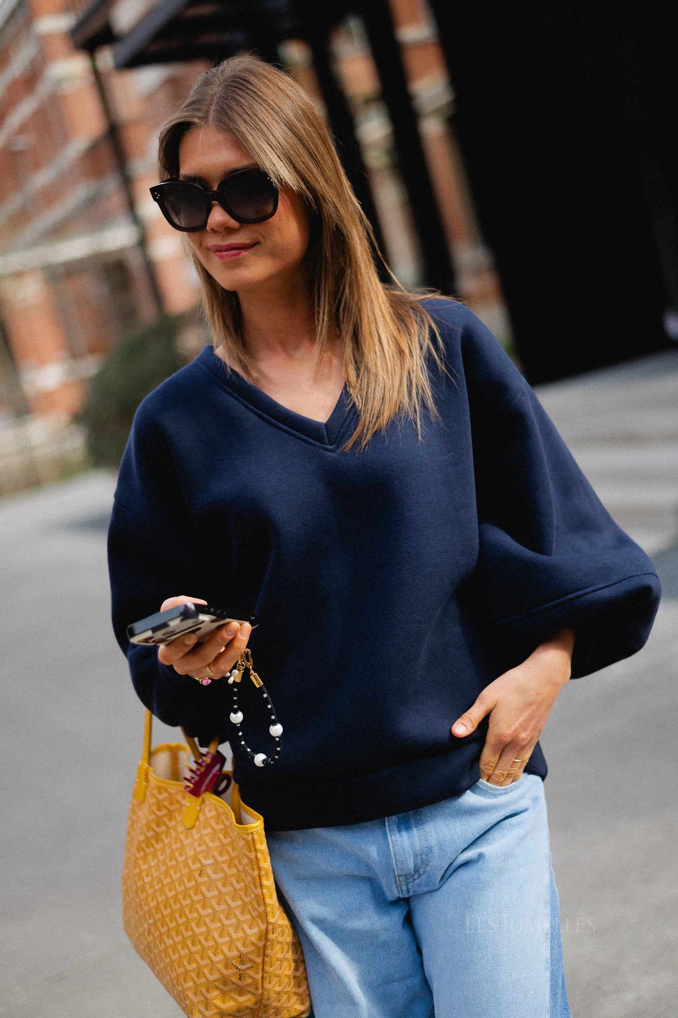 Anke V-neck sweater navy