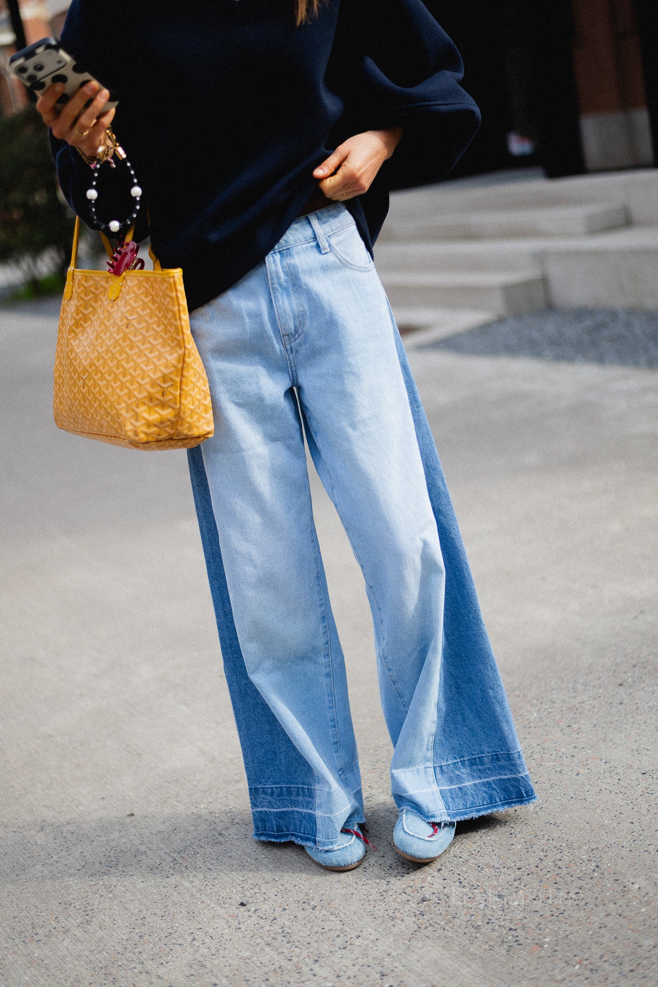 Piper tweekleurige jeans lichtblauw
