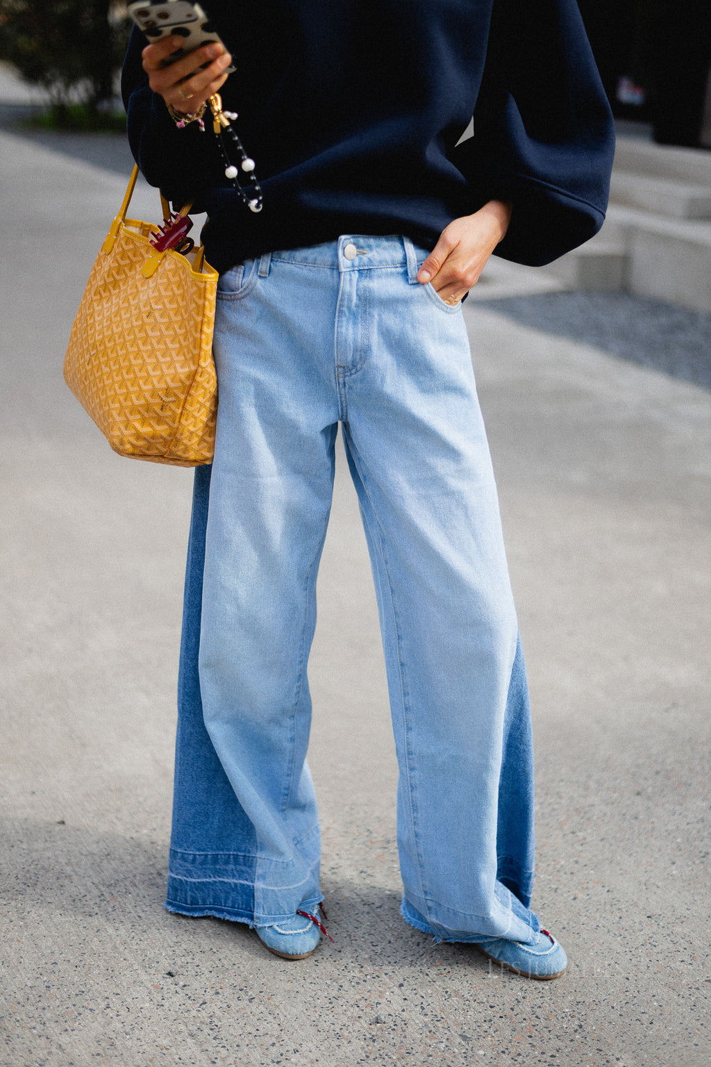 Piper tweekleurige jeans lichtblauw