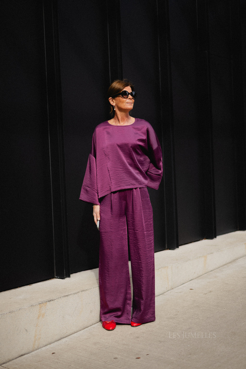 Gill sateen pants aubergine
