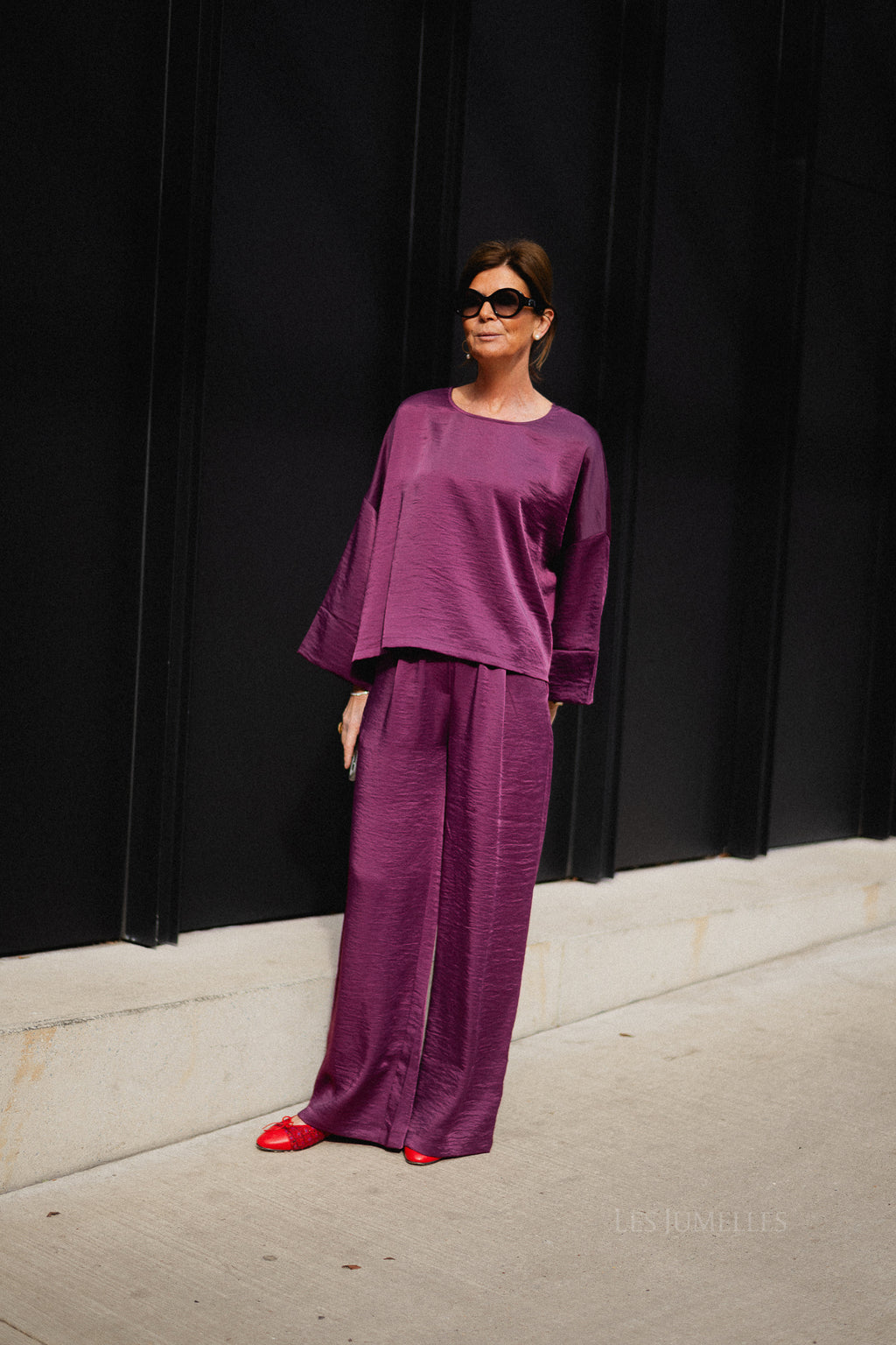 Gill sateen pants aubergine
