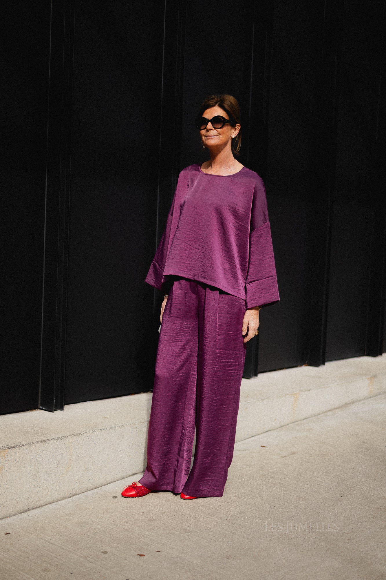 Gill sateen pants aubergine