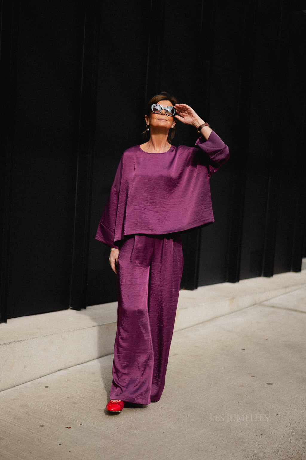 Gill sateen pants aubergine