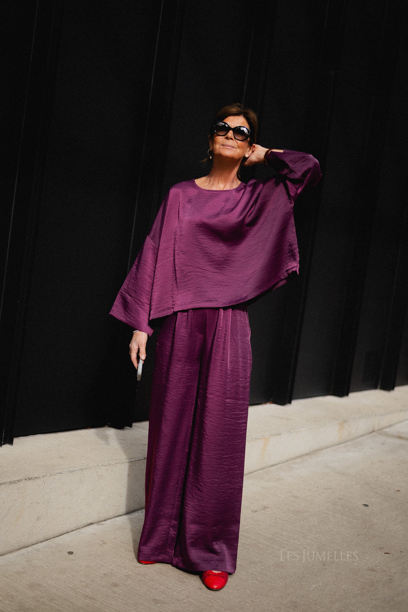 Gill sateen pants aubergine