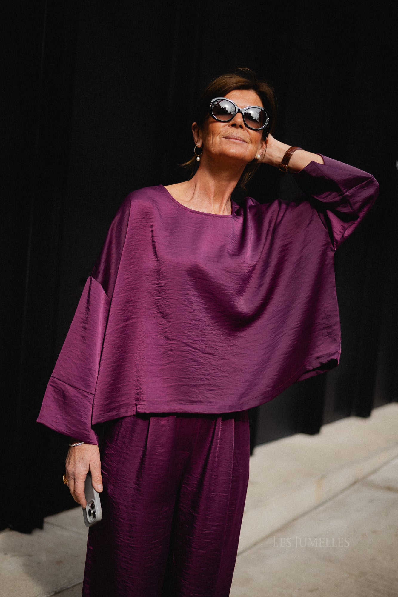 Gill sateen blouse aubergine