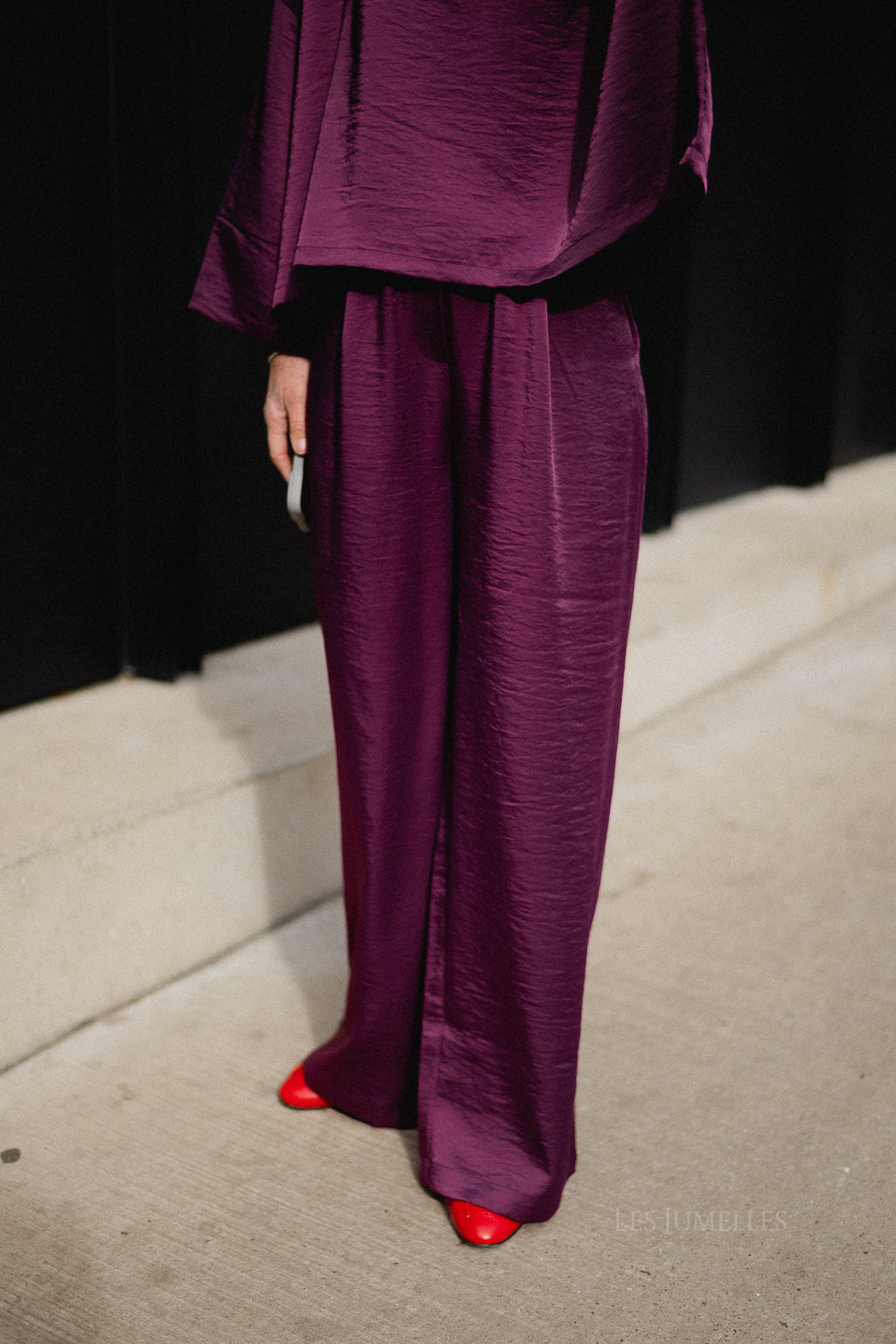 Gill sateen pants aubergine