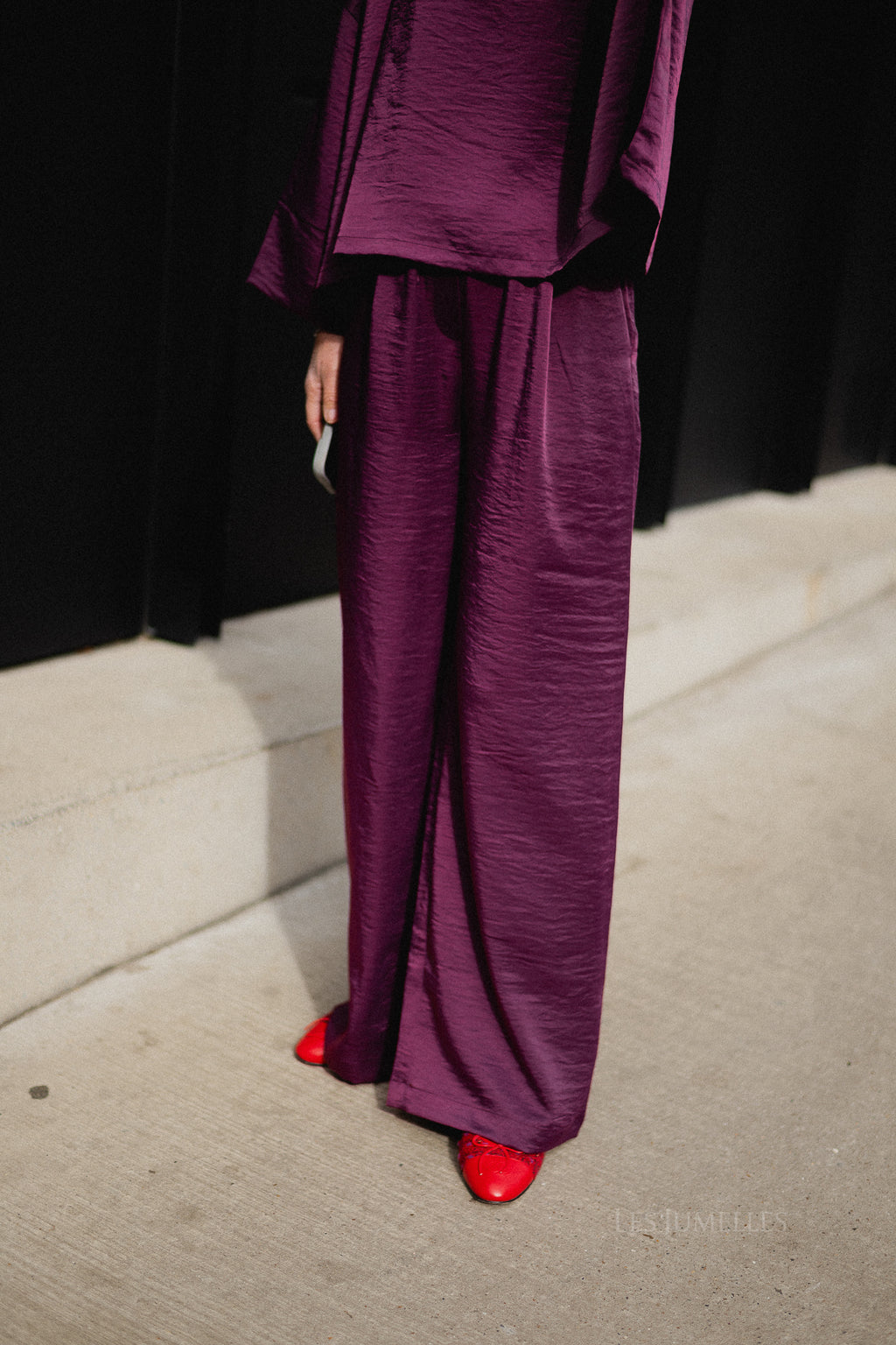 Gill sateen pants aubergine