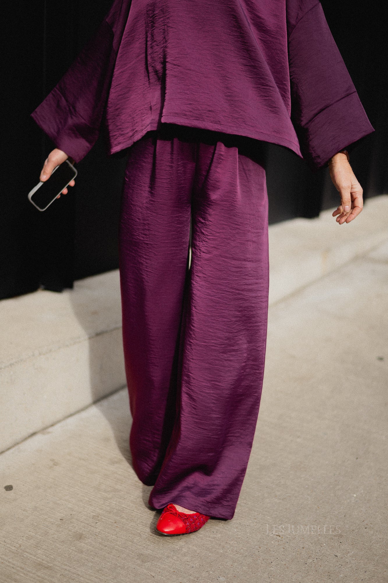 Gill sateen pants aubergine