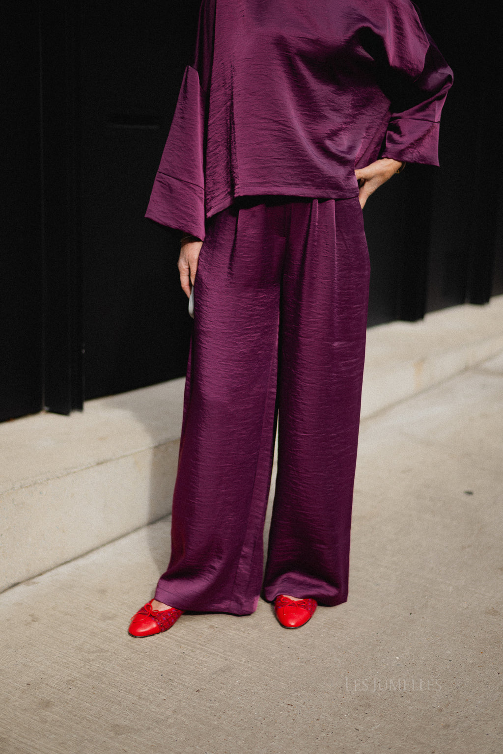 Gill sateen pants aubergine