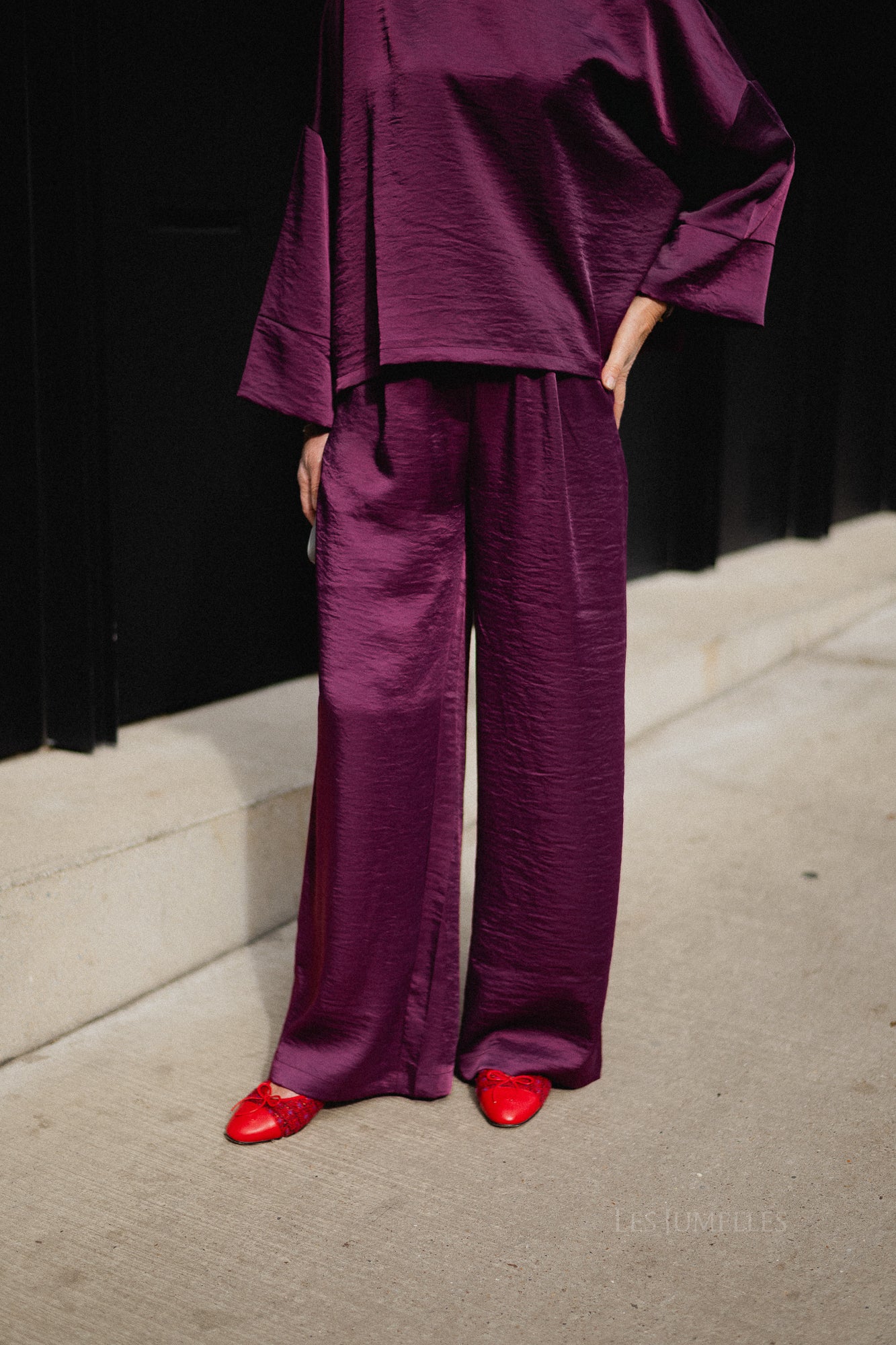 Gill sateen pants aubergine