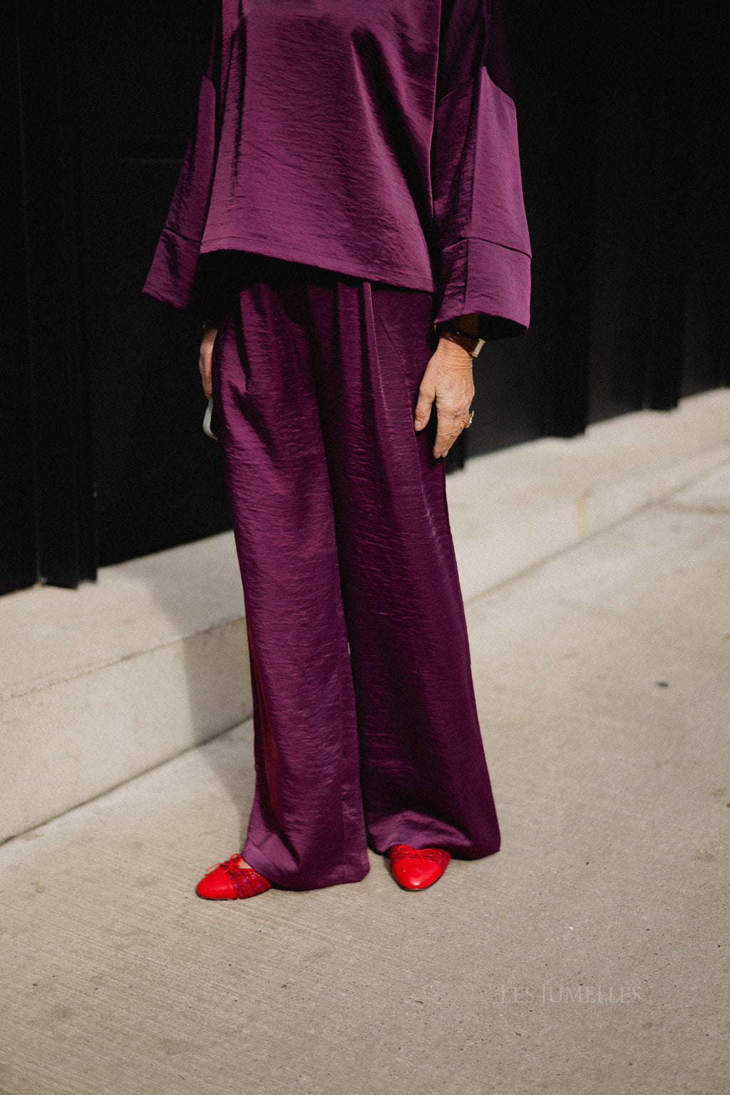 Gill sateen pants aubergine