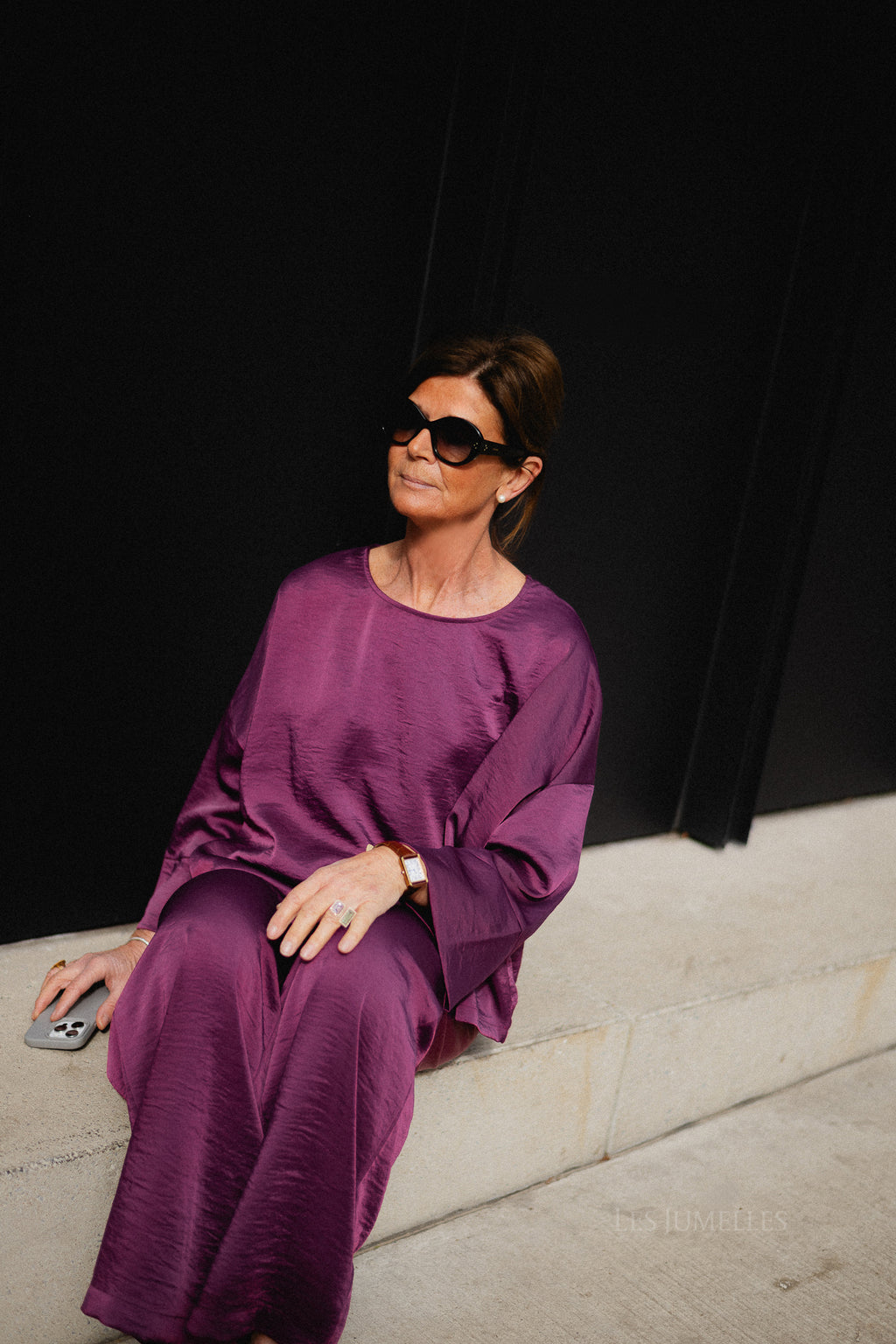 Gill sateen blouse aubergine