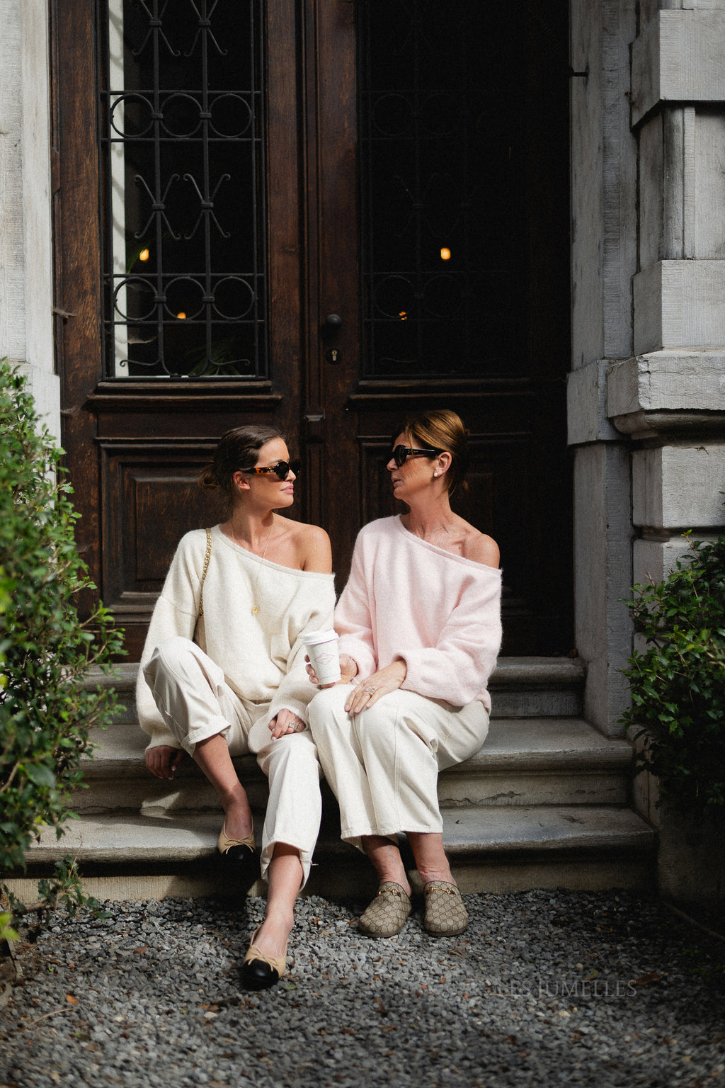 Olive off shoulder jumper ecru