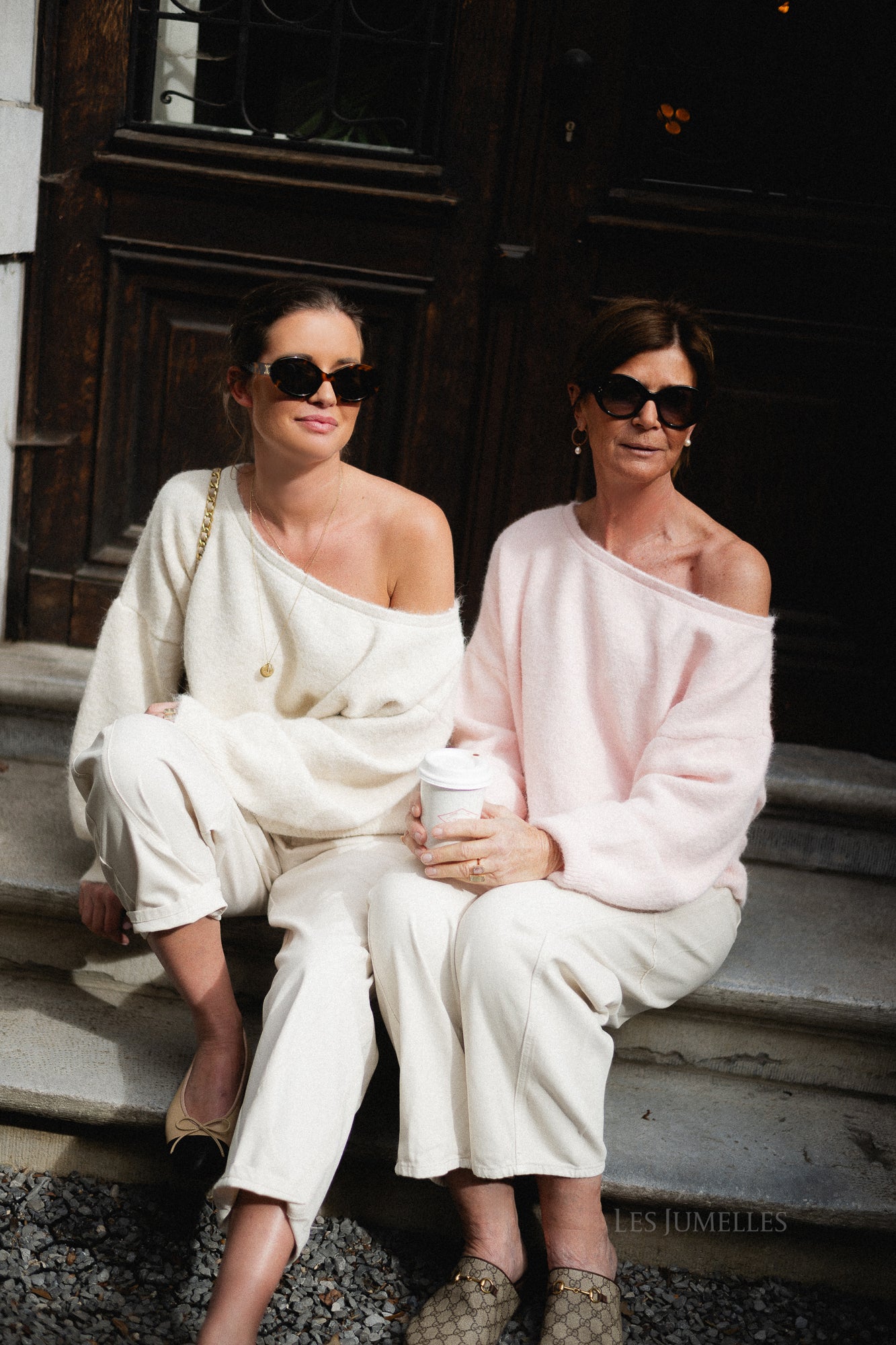 Olive off shoulder jumper ecru