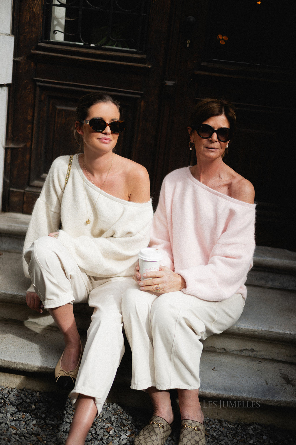 Olive off shoulder jumper baby pink