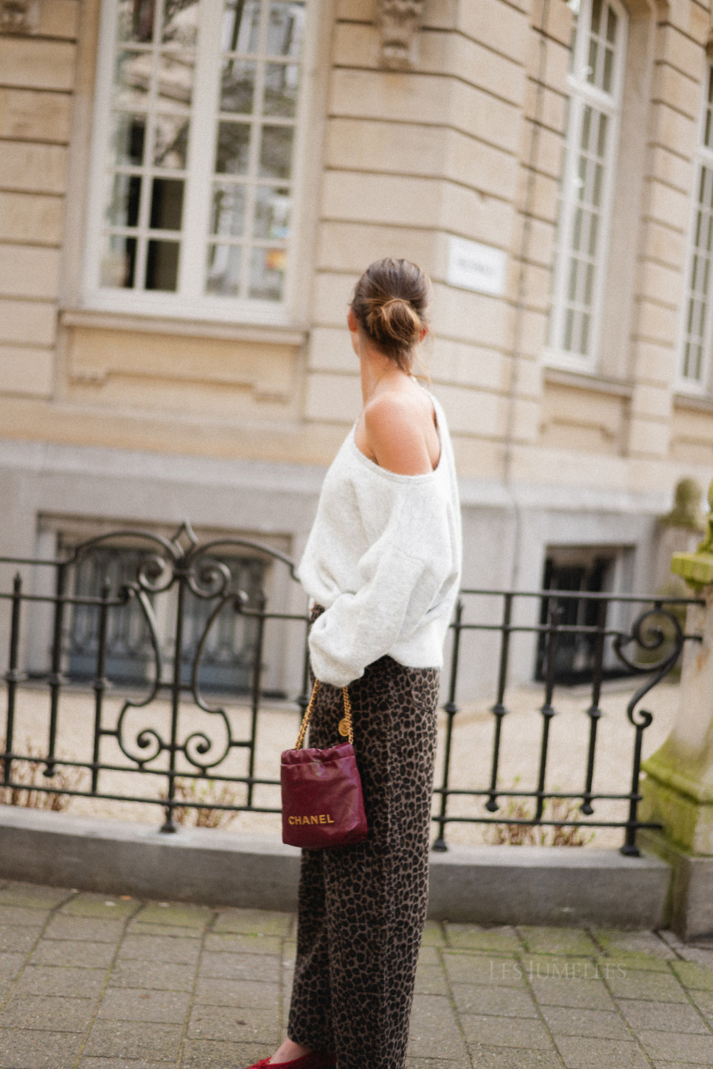 Olive off shoulder jumper light grey melange