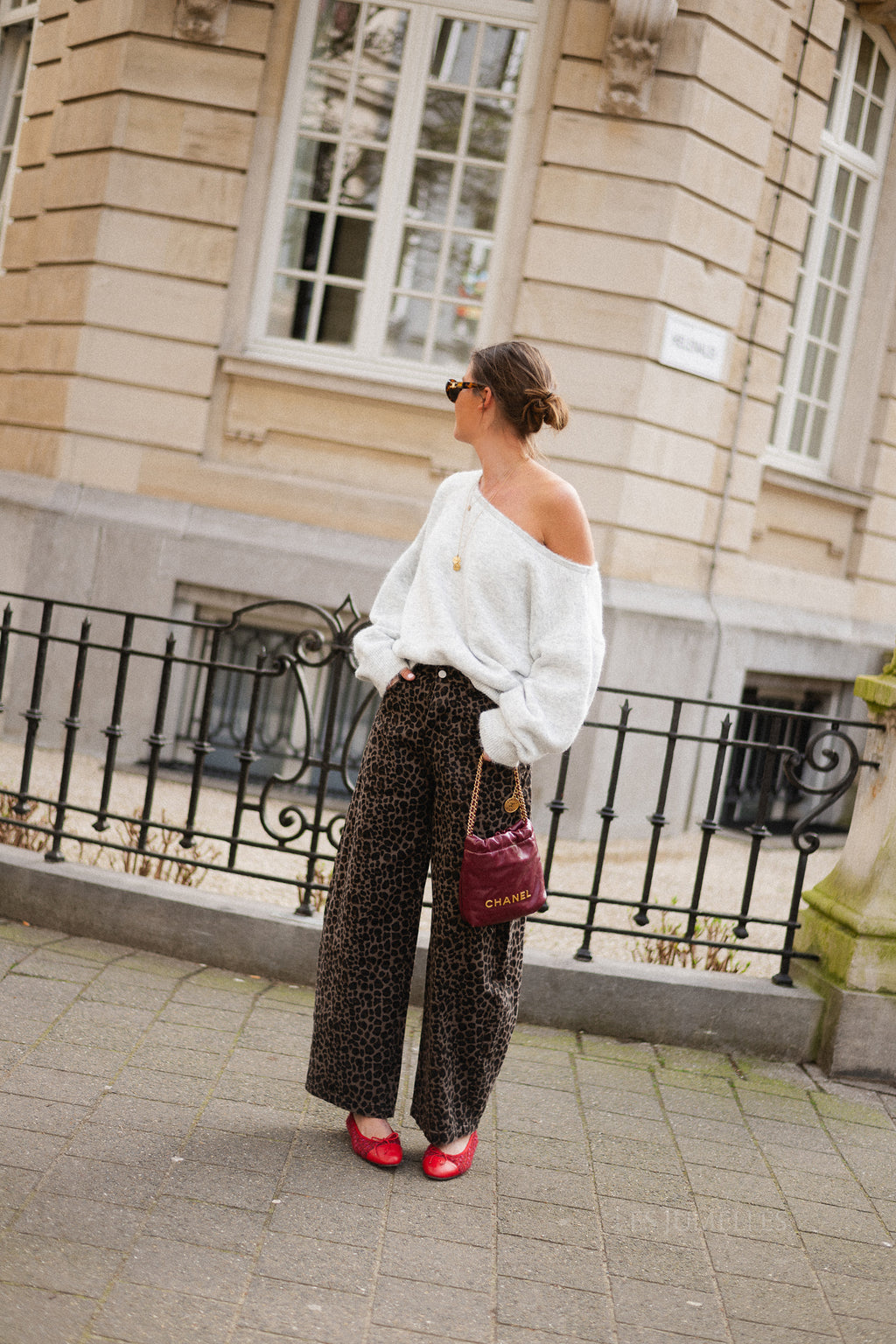 Olive off shoulder jumper light grey melange