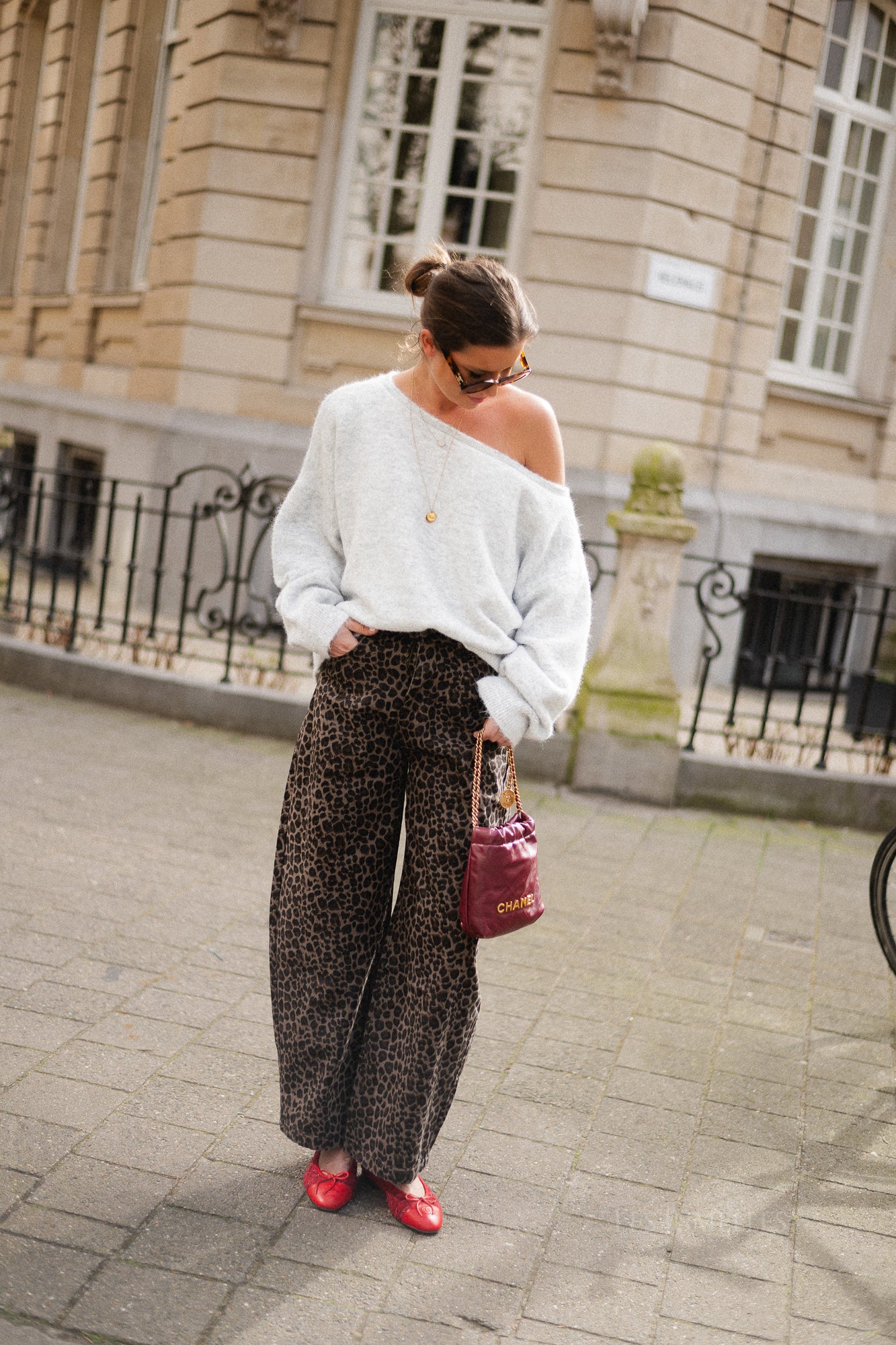 Mila leopard wide leg jeans