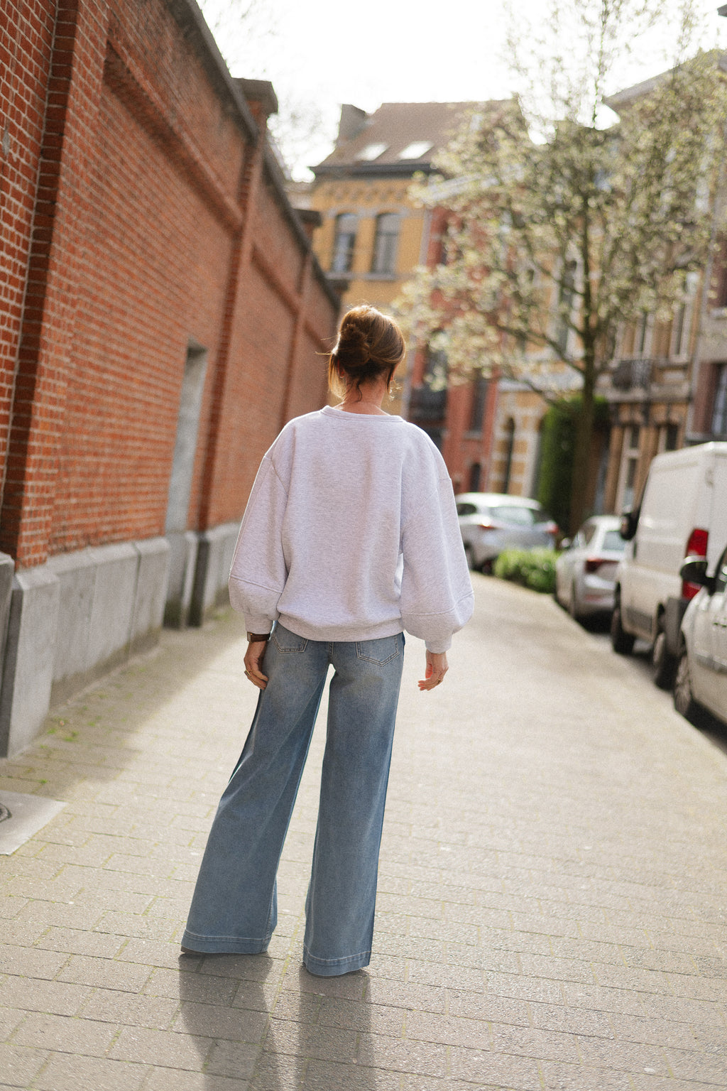 Anke V-neck sweater light grey melange