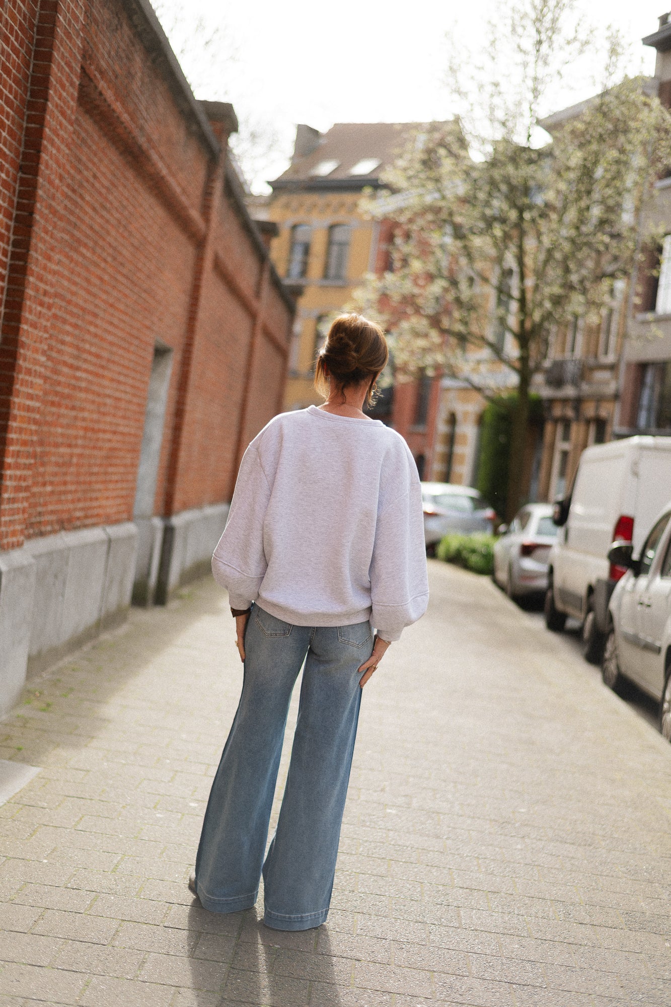 Anke V-neck sweater light grey melange