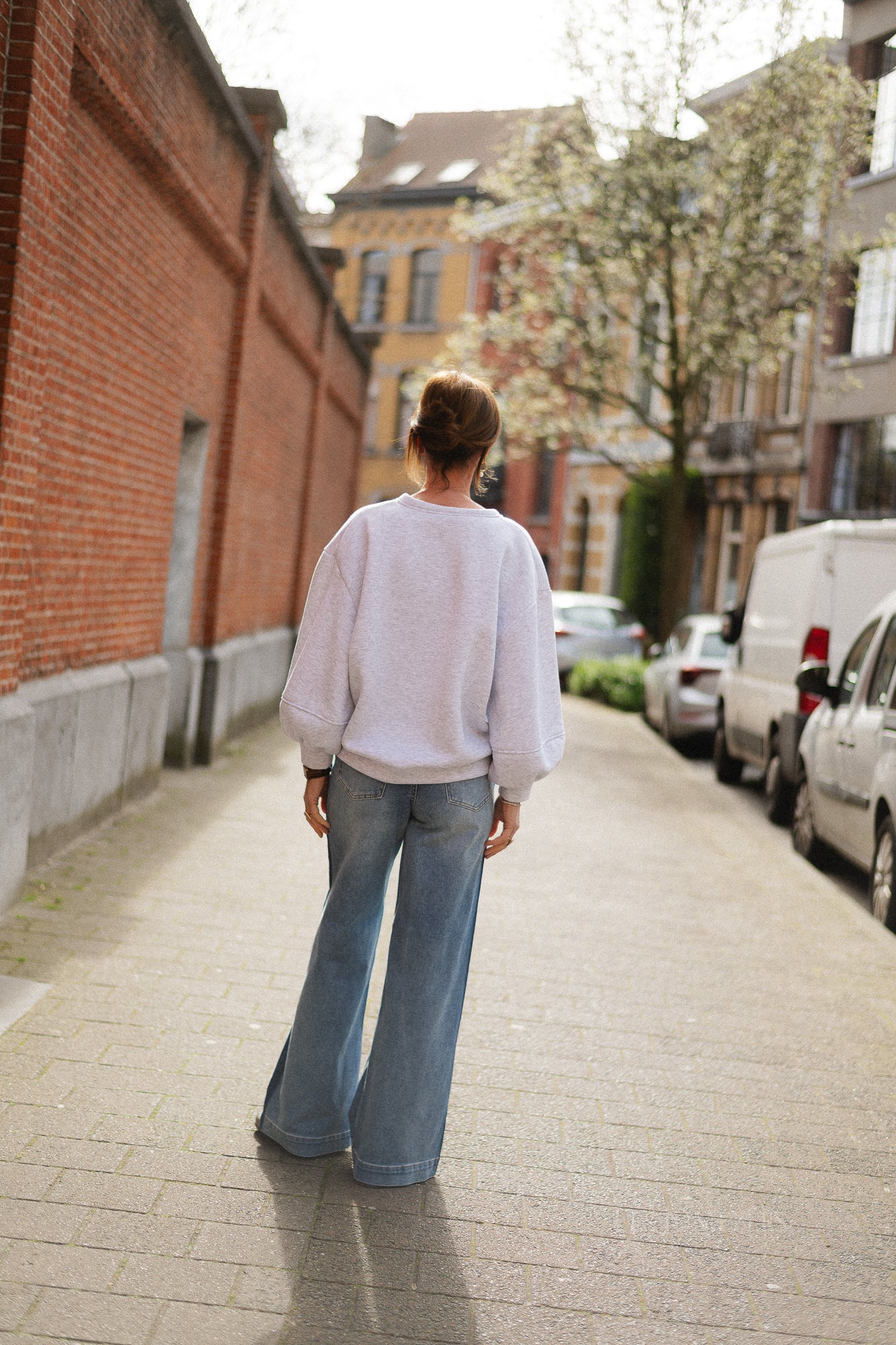 Anke V-neck sweater light grey melange