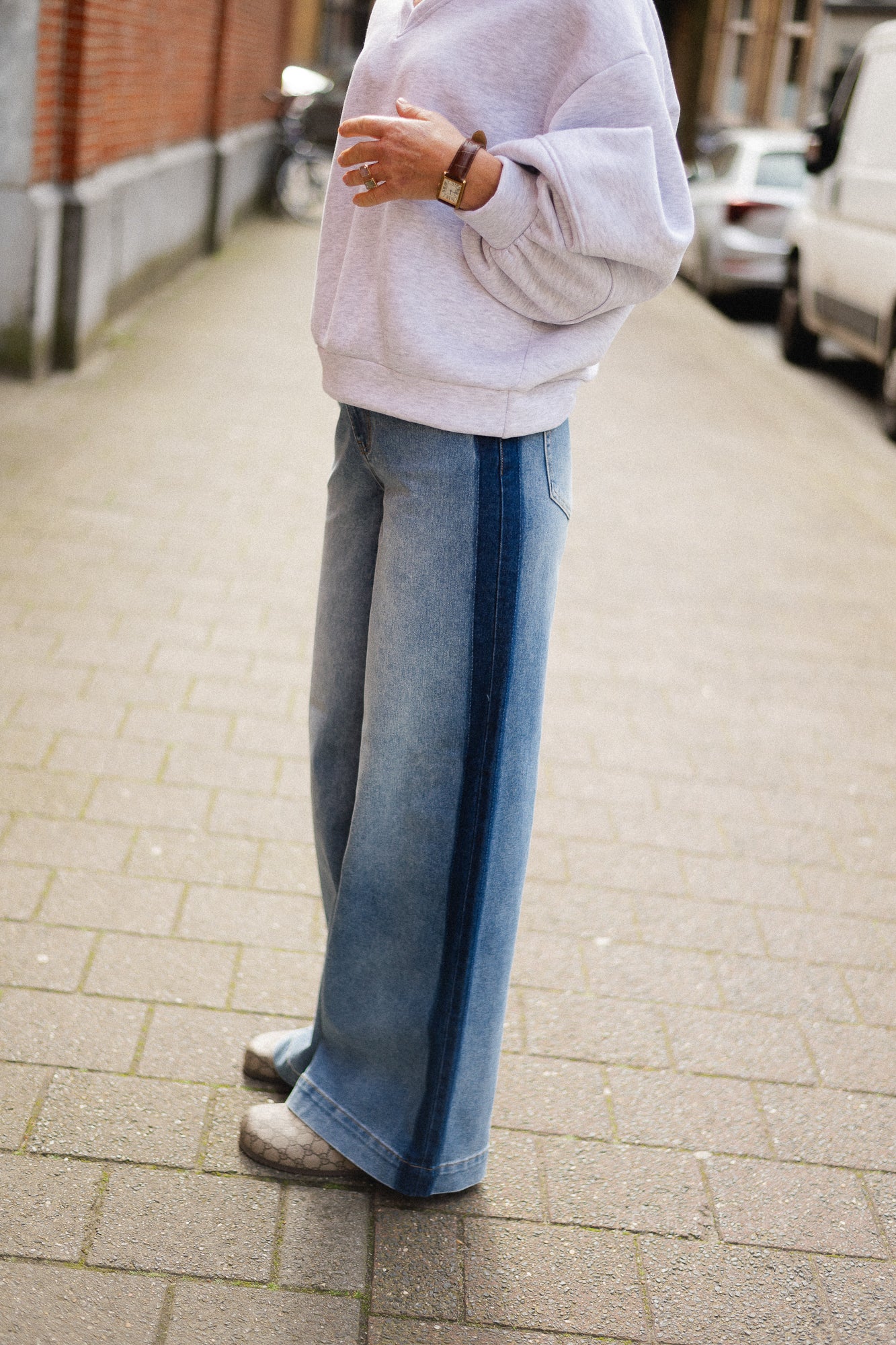 YASPamela HW wide jeans medium blue