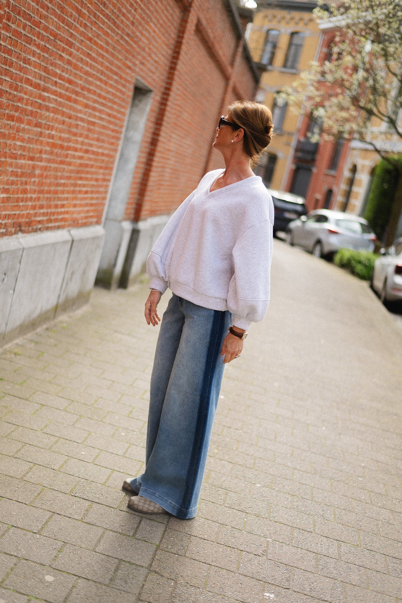 YASPamela HW wide jeans medium blue