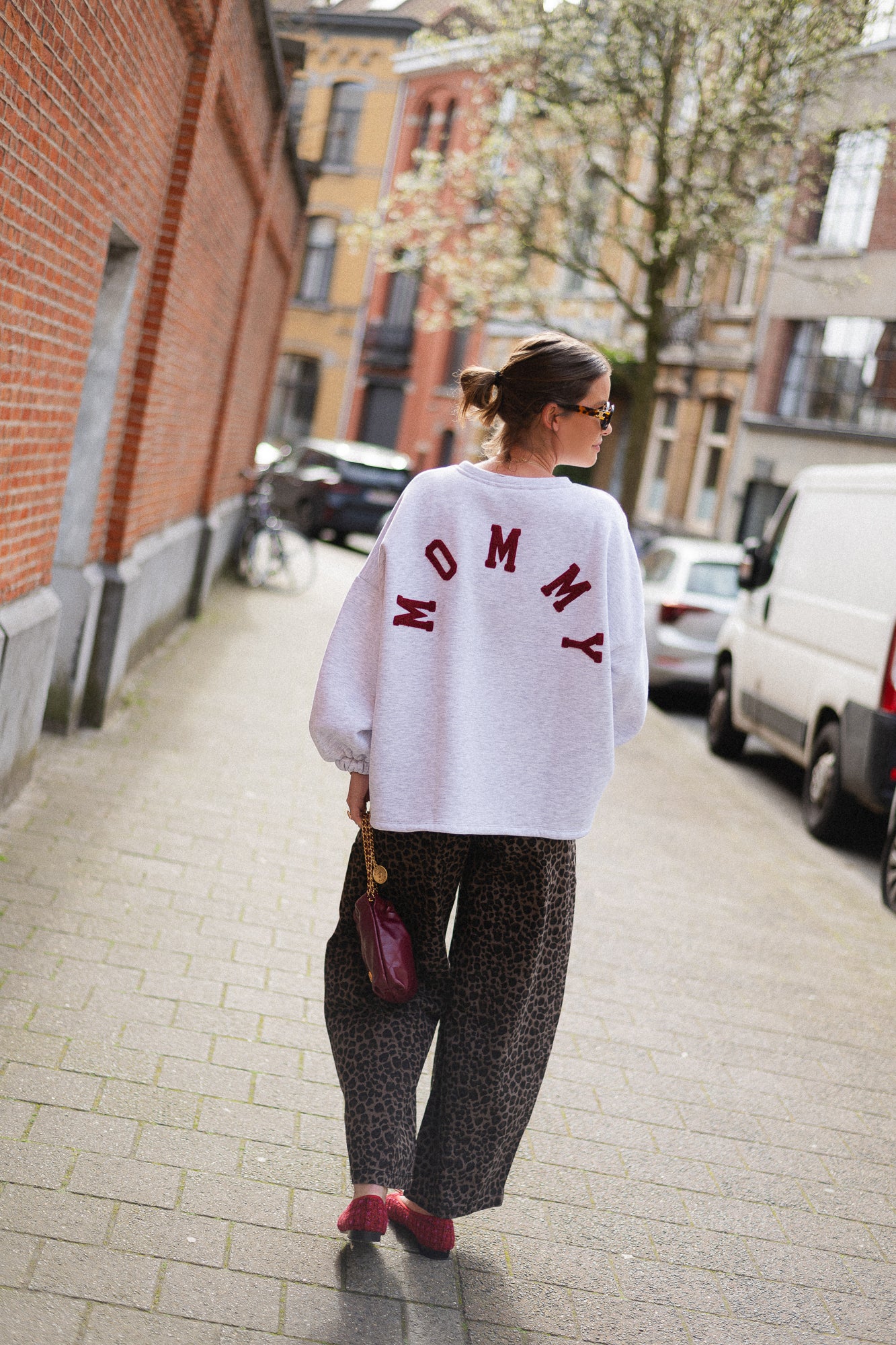 ORIGINAL 'Mommy' sweater bordeaux/lichtgrijs