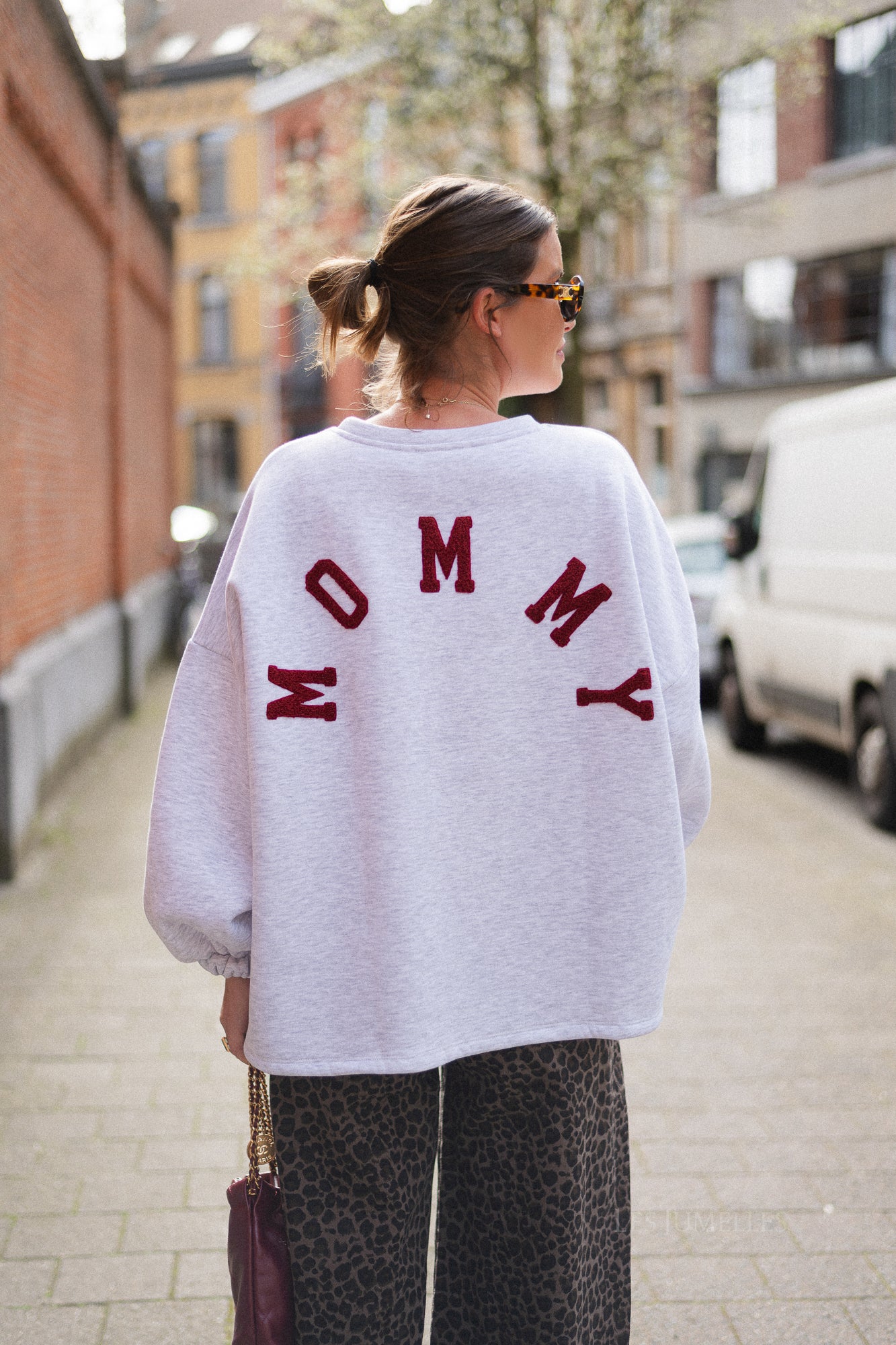 ORIGINAL 'Mommy' sweater bordeaux/lichtgrijs