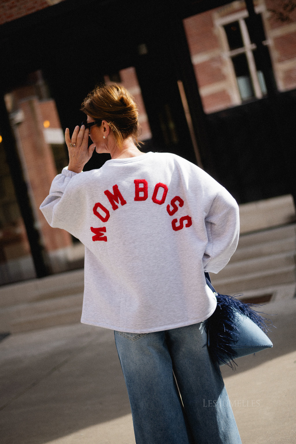 ORIGINAL Mom Boss sweater red/light grey